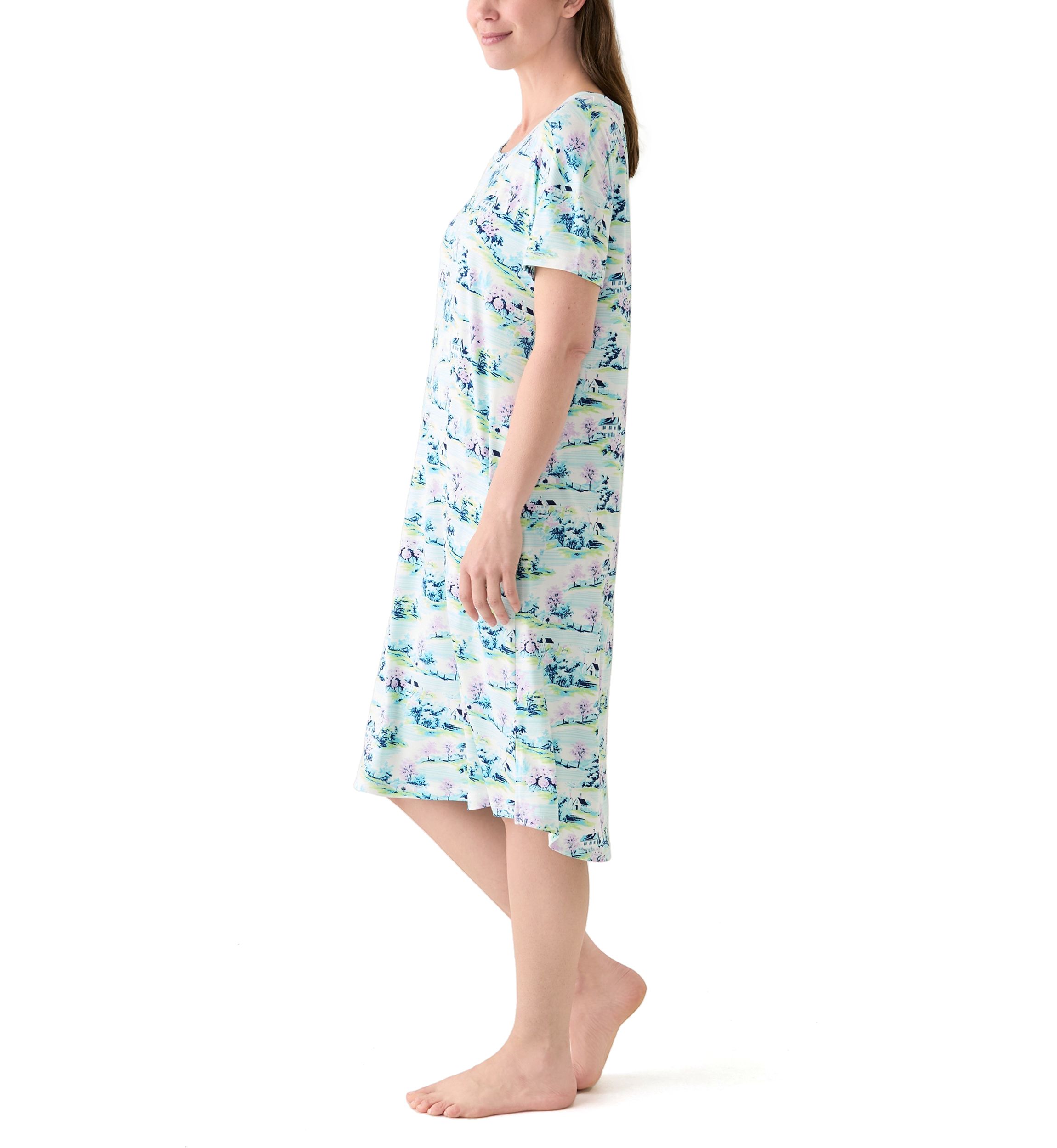 Womens Short Sleeve Midi Sleepshirt 