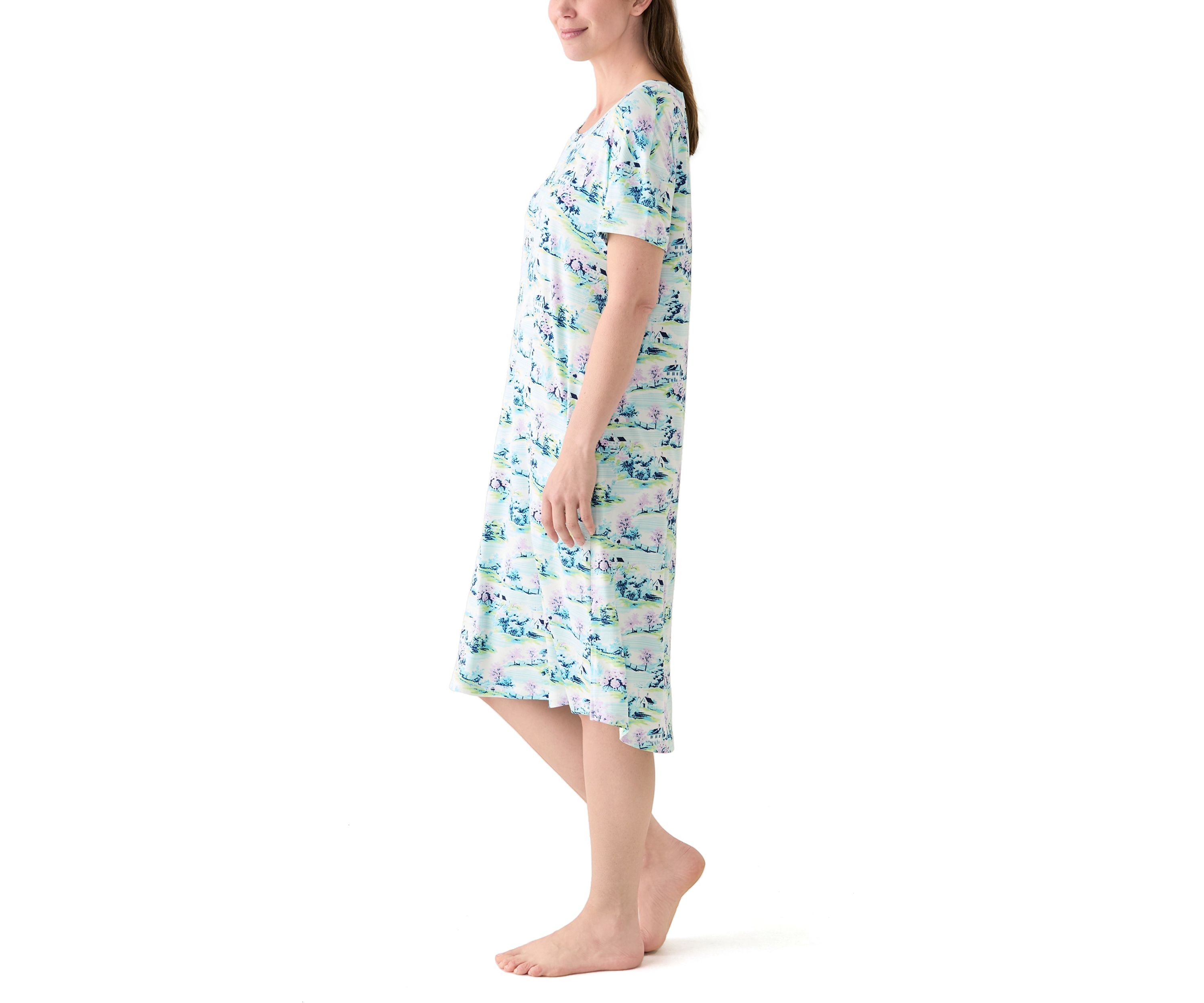 Womens Short Sleeve Midi Sleepshirt 