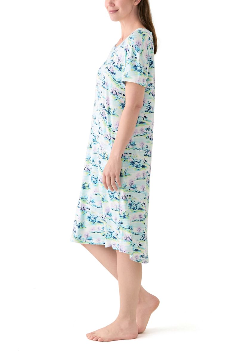 Womens Short Sleeve Midi Sleepshirt 