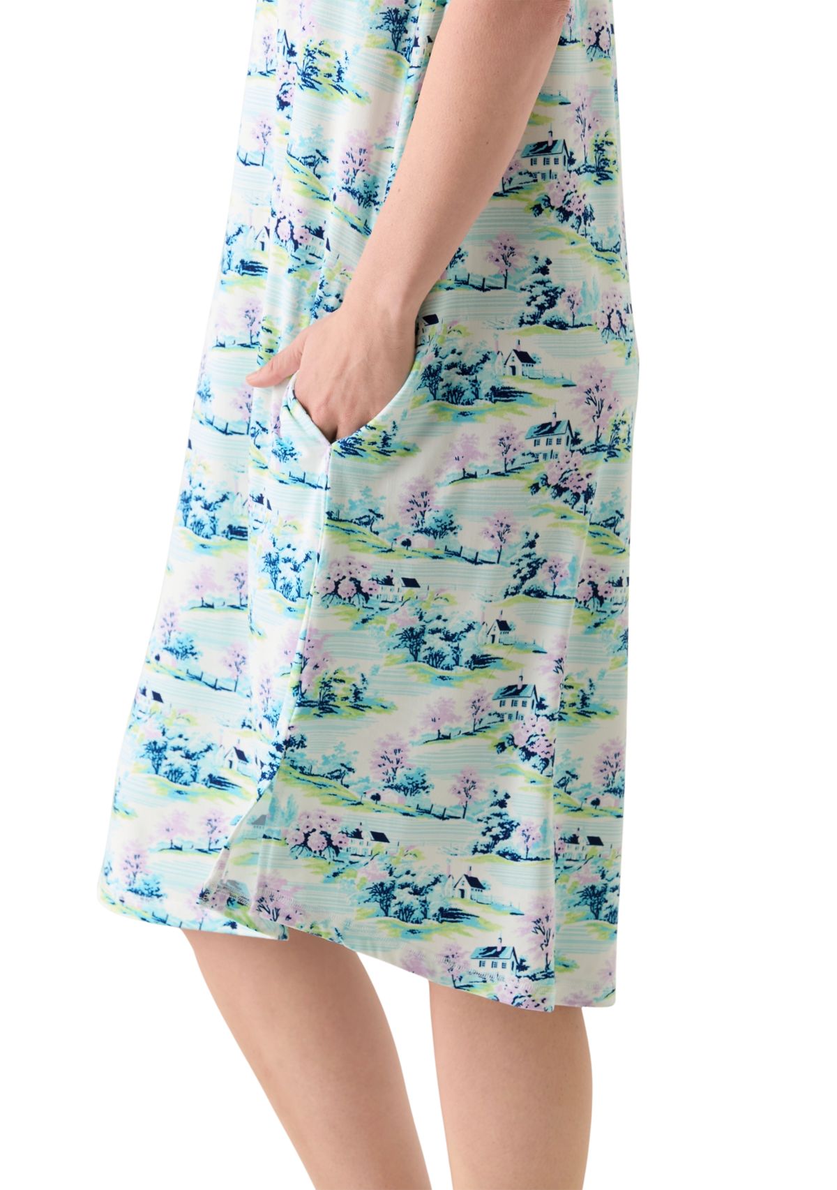 Womens Short Sleeve Midi Sleepshirt 