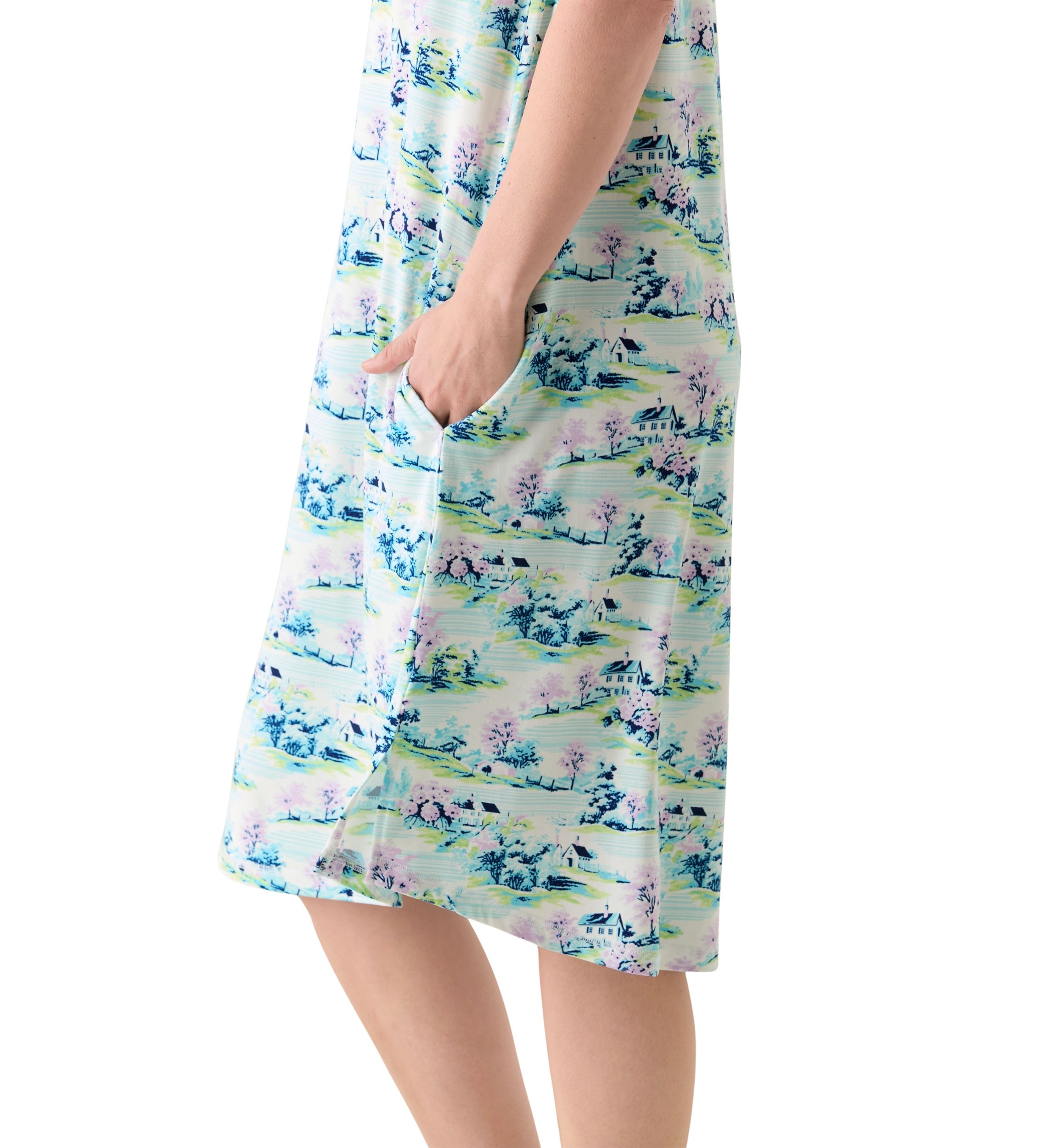 Womens Short Sleeve Midi Sleepshirt 