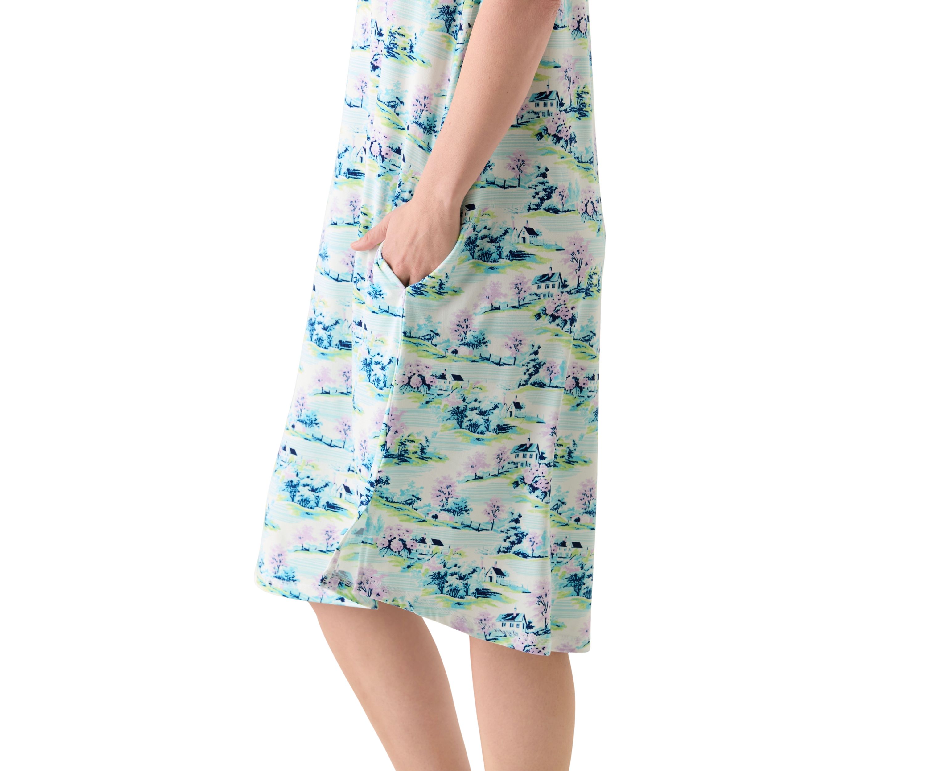 Womens Short Sleeve Midi Sleepshirt 