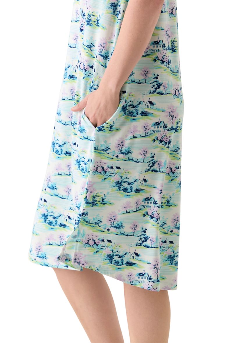 Womens Short Sleeve Midi Sleepshirt 