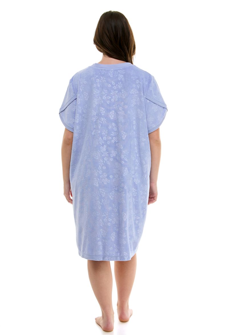 Plus Size Embroidered Terry Zip Robe 