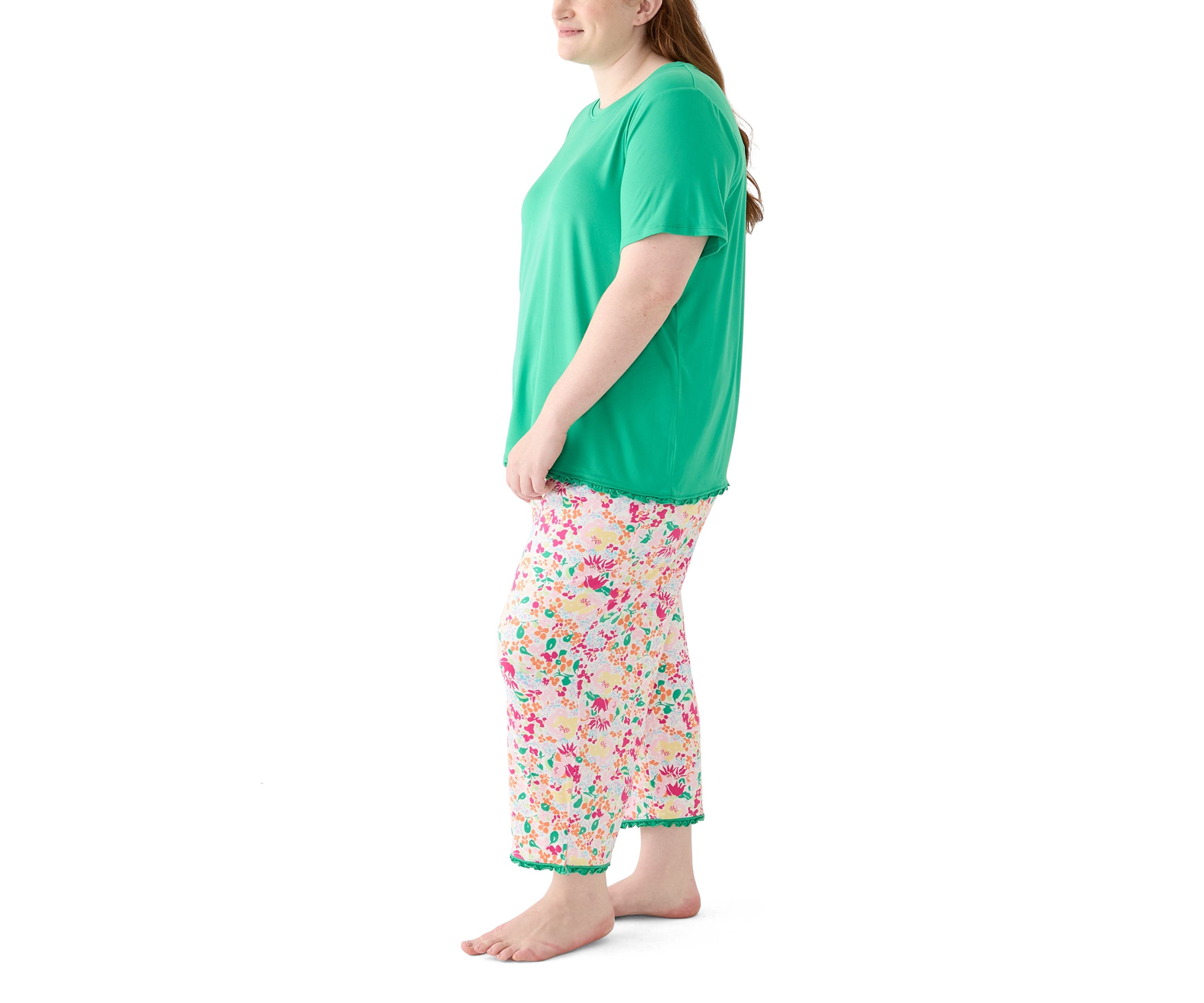 Plus Size Yummy Ruffle Capri Printed Pajama Set