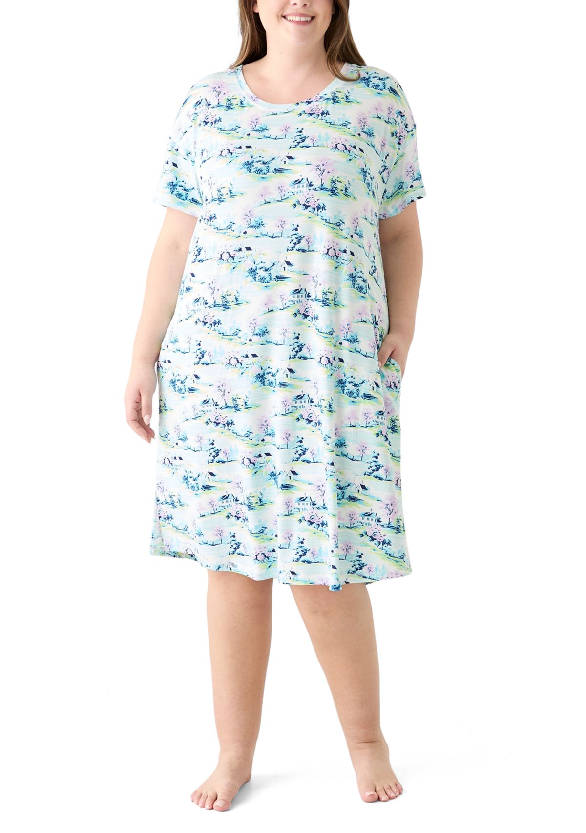 Plus Size Short Sleeve Midi Sleepshirt 