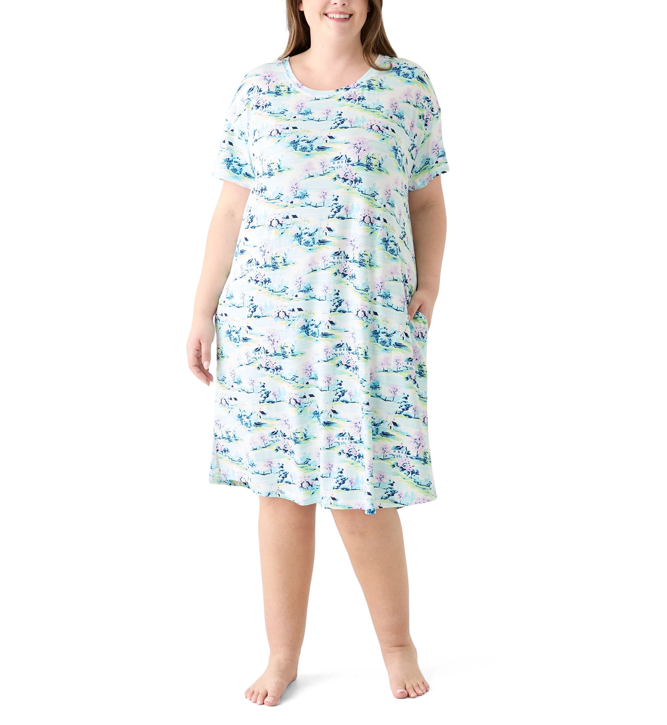 Plus Size Short Sleeve Midi Sleepshirt 
