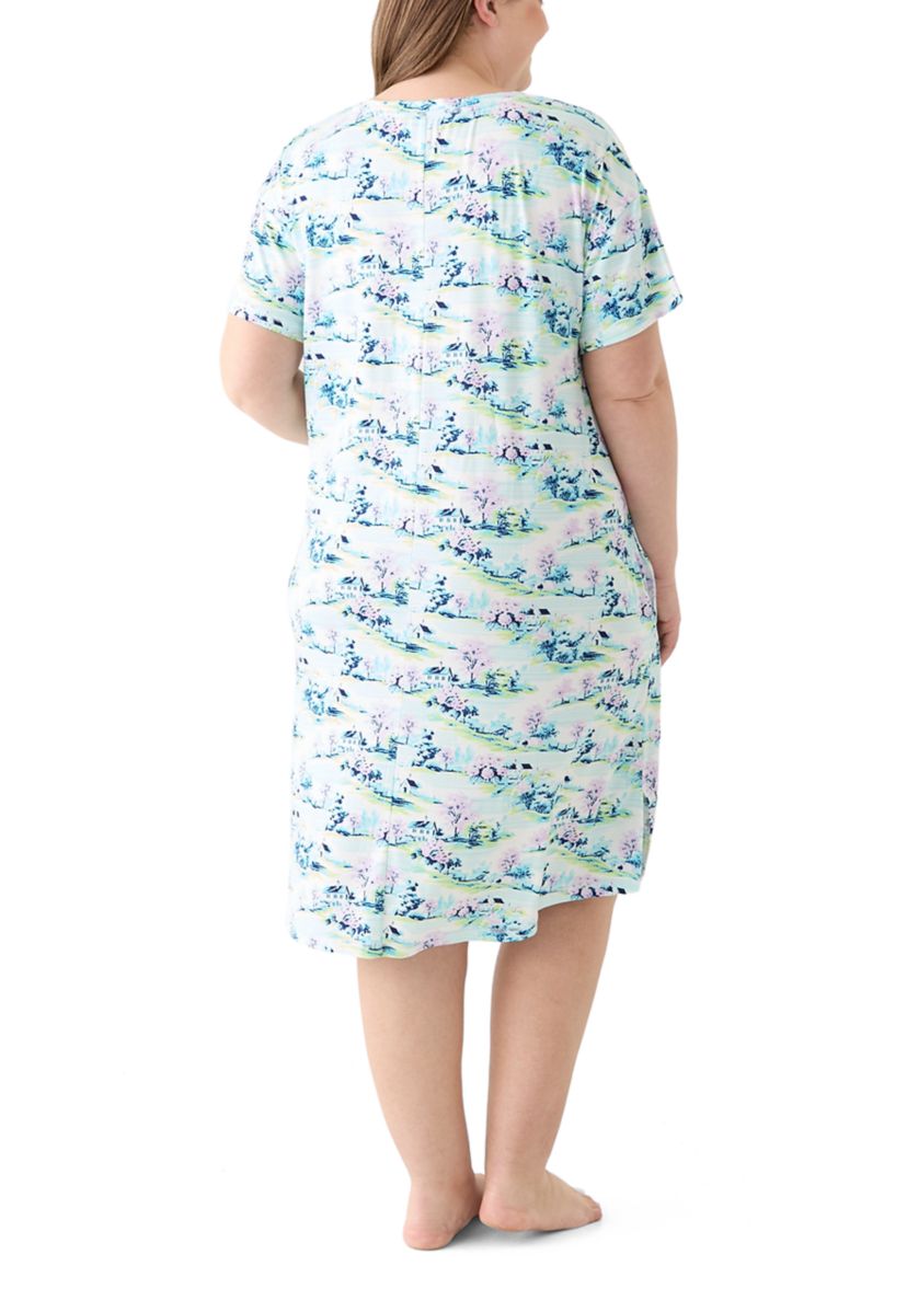 Plus Size Short Sleeve Midi Sleepshirt 