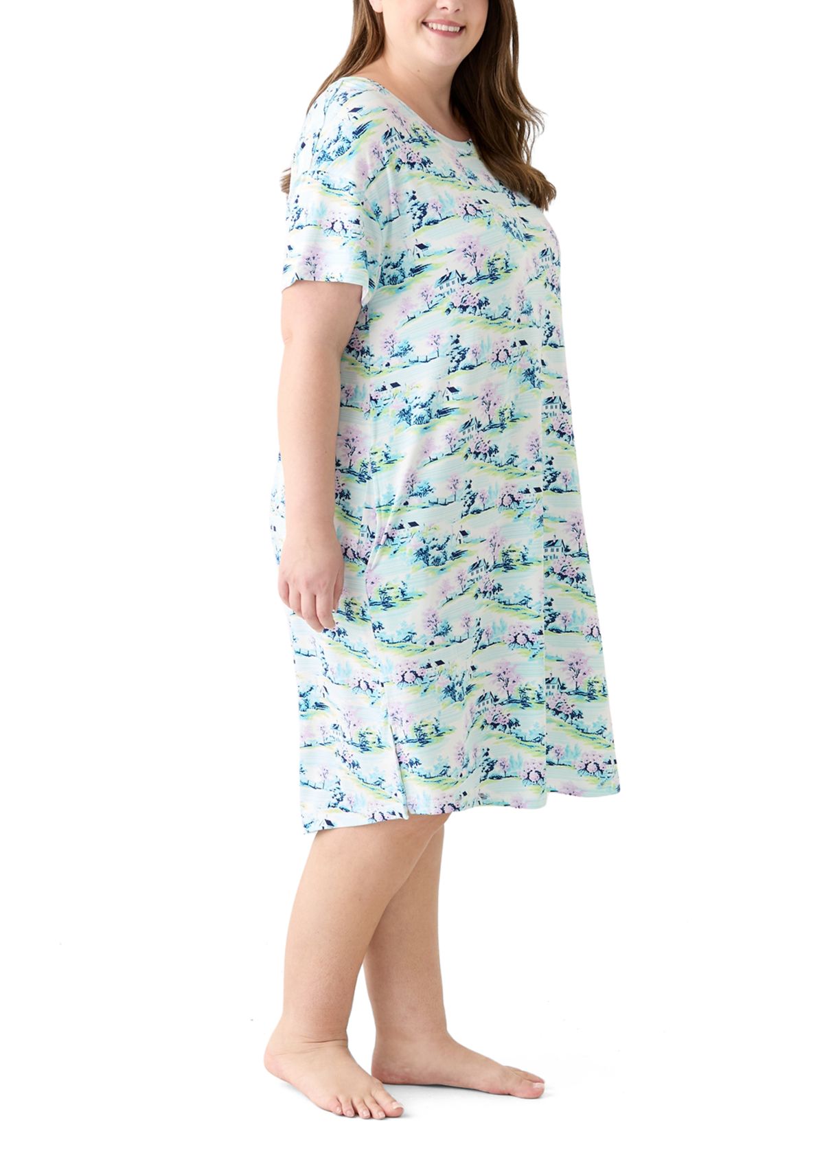 Plus Size Short Sleeve Midi Sleepshirt 