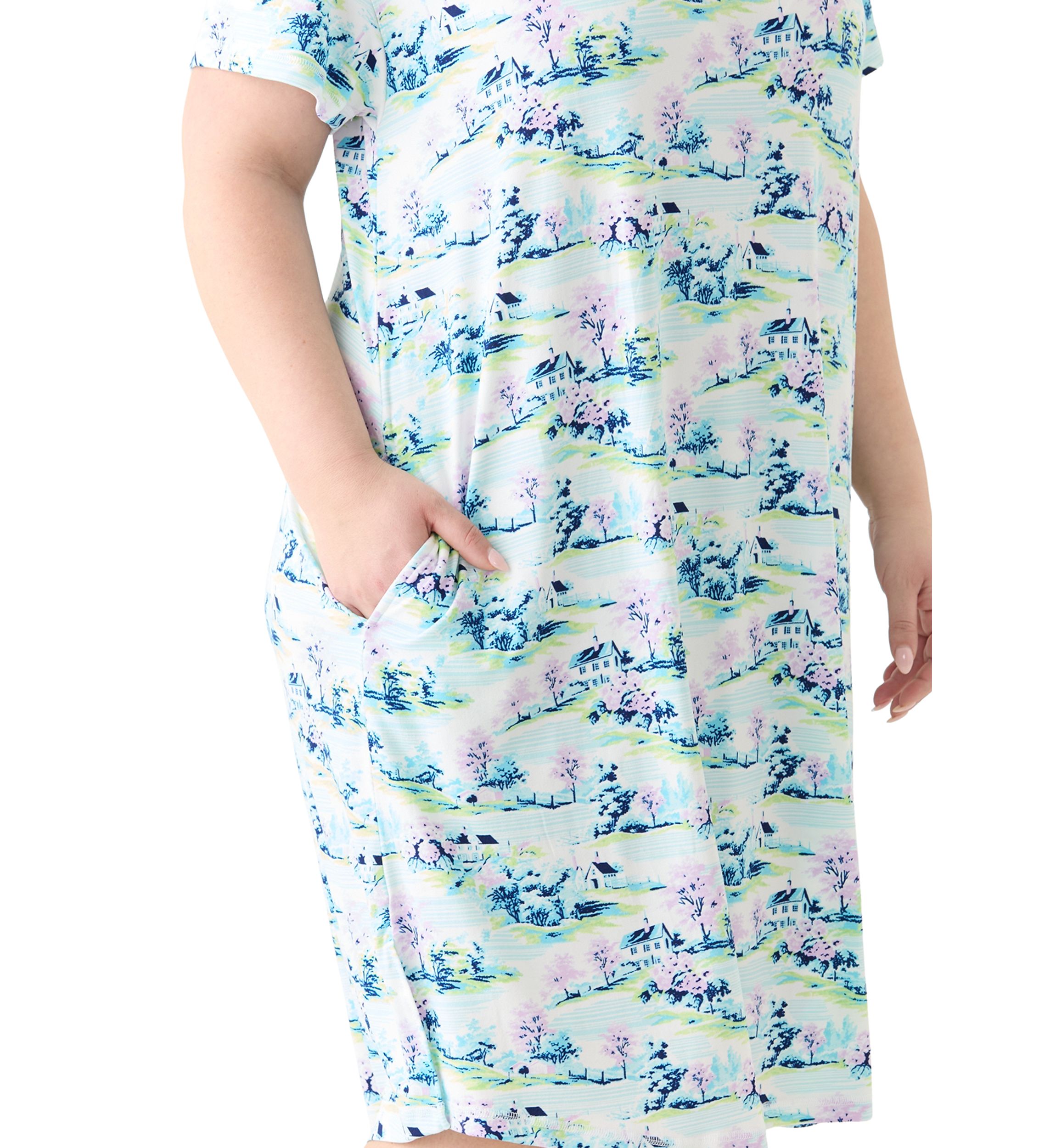 Plus Size Short Sleeve Midi Sleepshirt 