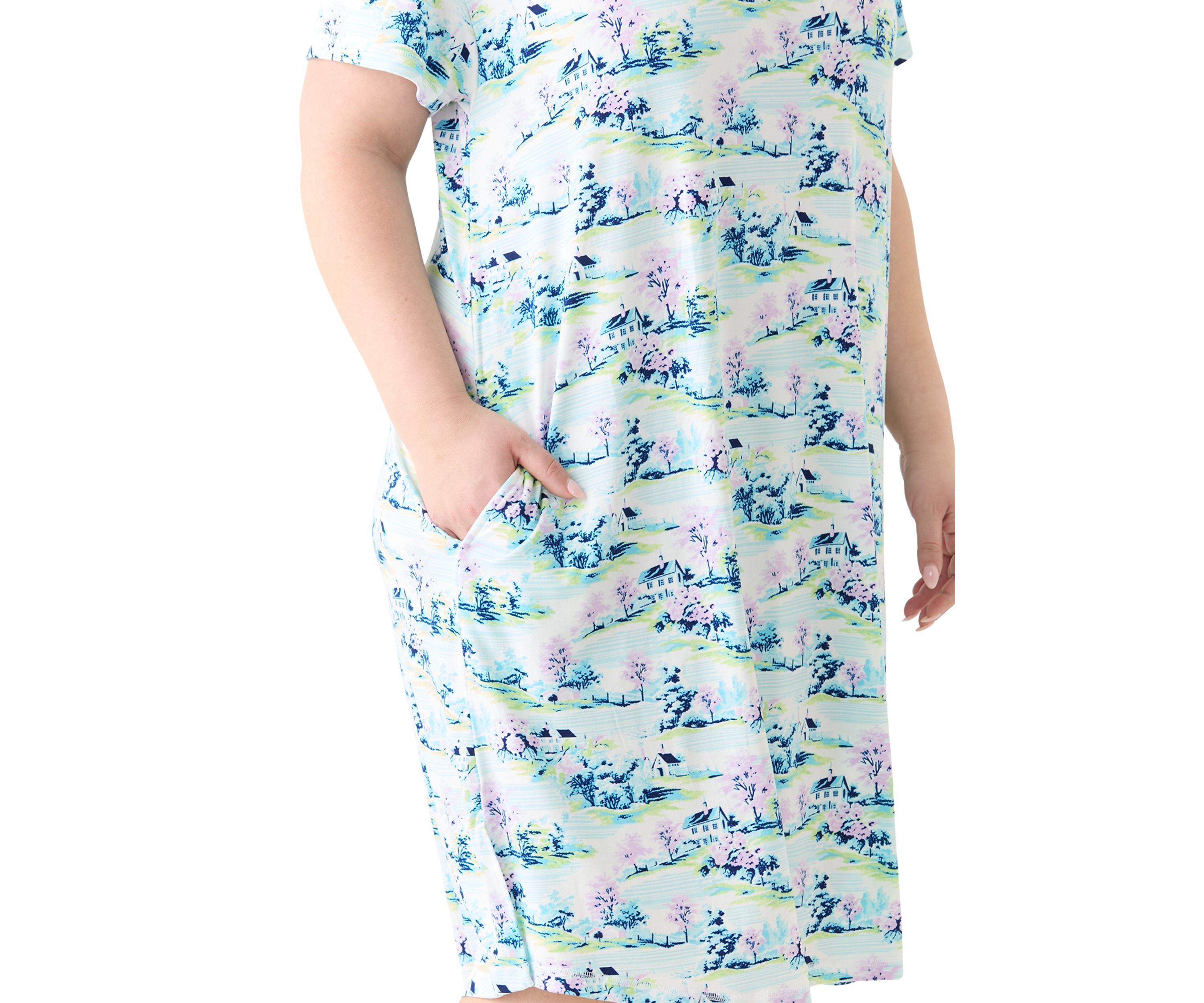 Plus Size Short Sleeve Midi Sleepshirt 