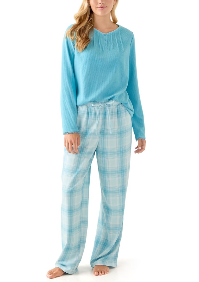 Womens Waffle Flannel Folded Set