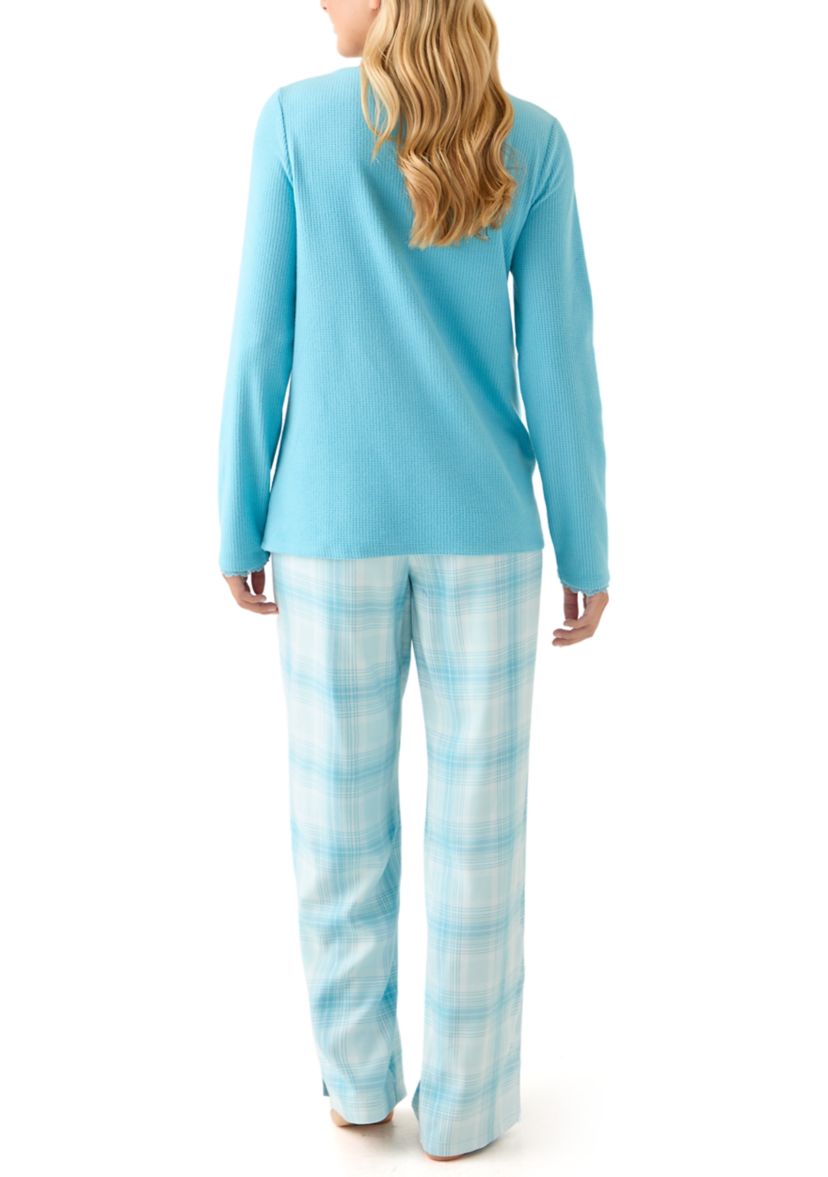 Womens Waffle Flannel Folded Set