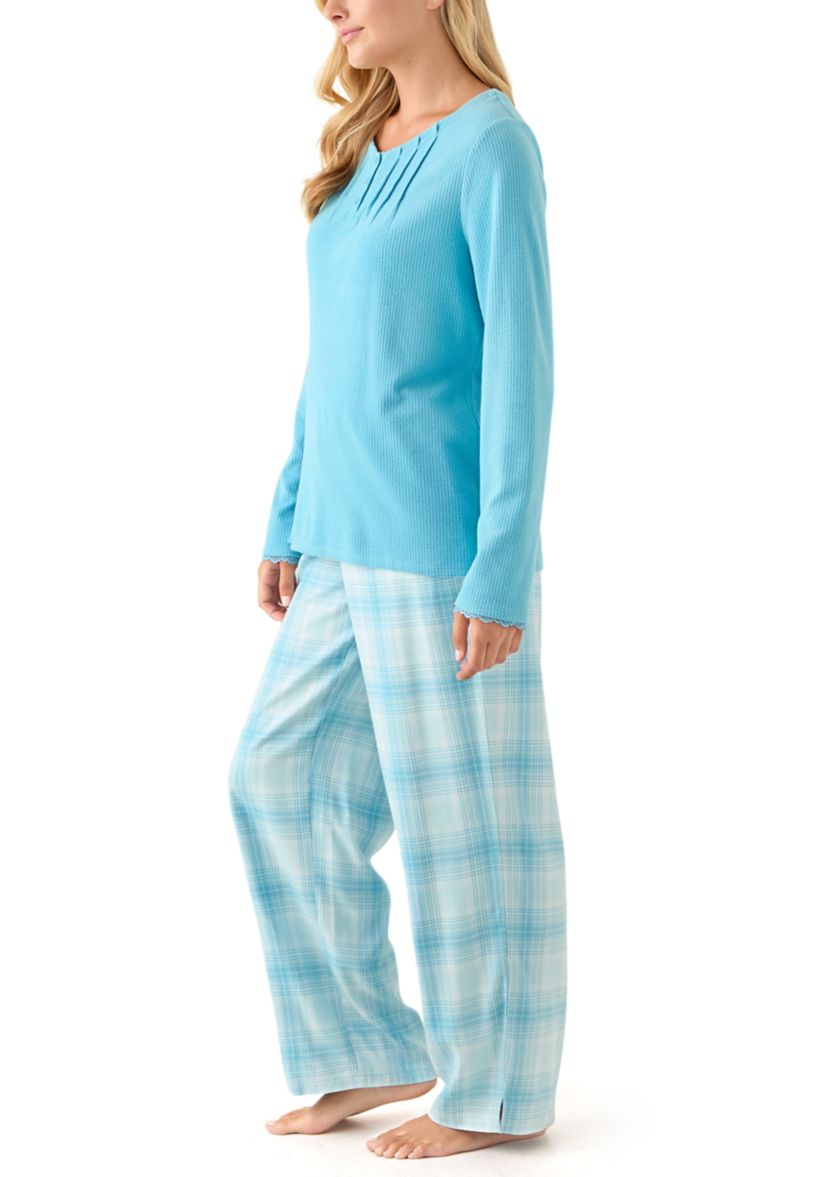 Womens Waffle Flannel Folded Set