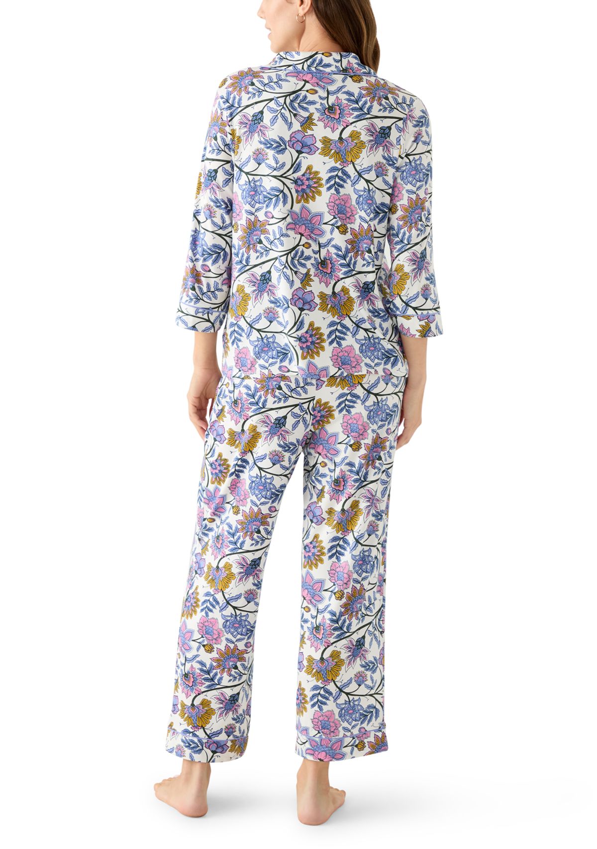 Womens Notch Collar Long Sleeve Pajama Set