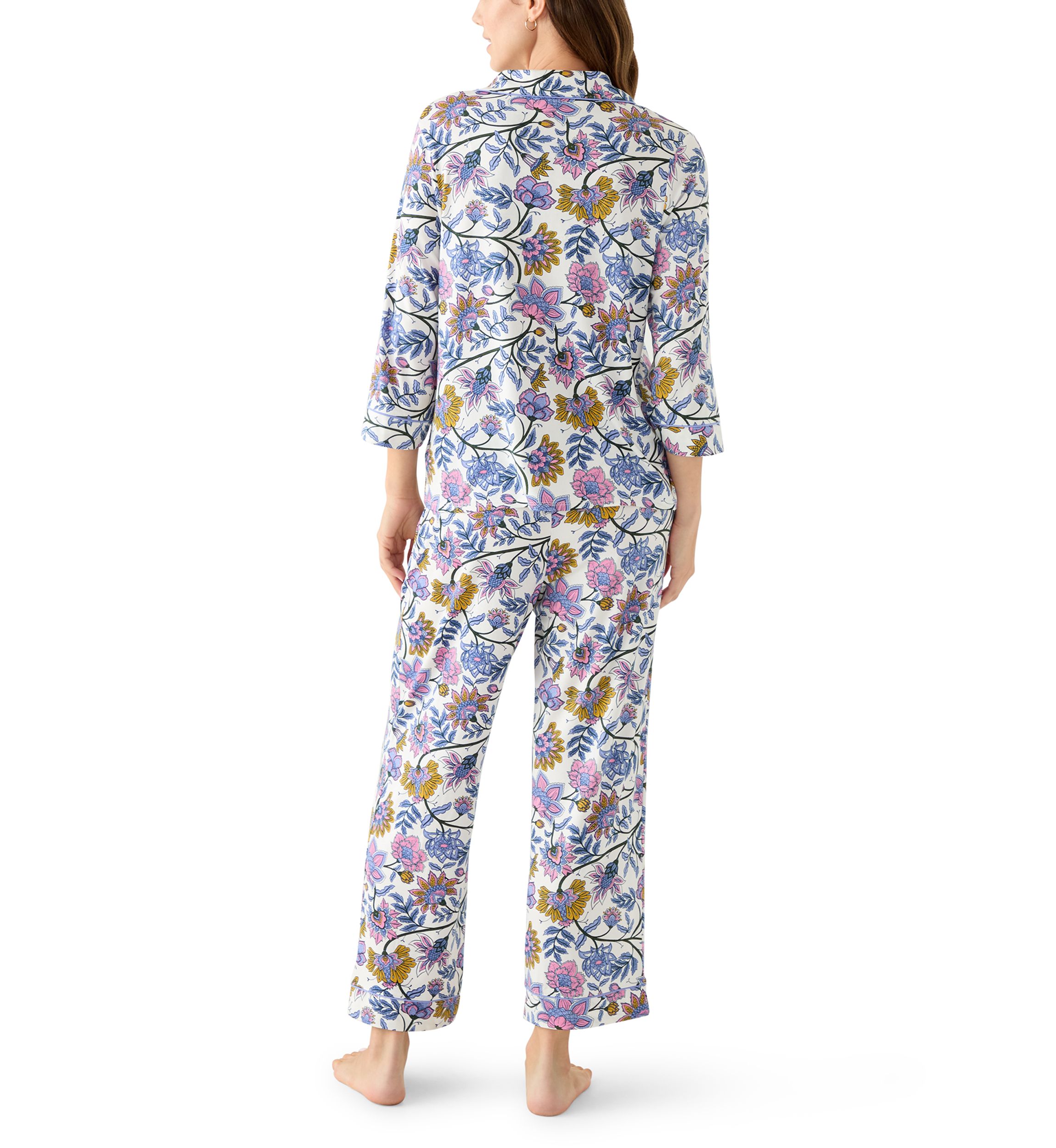 Womens Notch Collar Long Sleeve Pajama Set