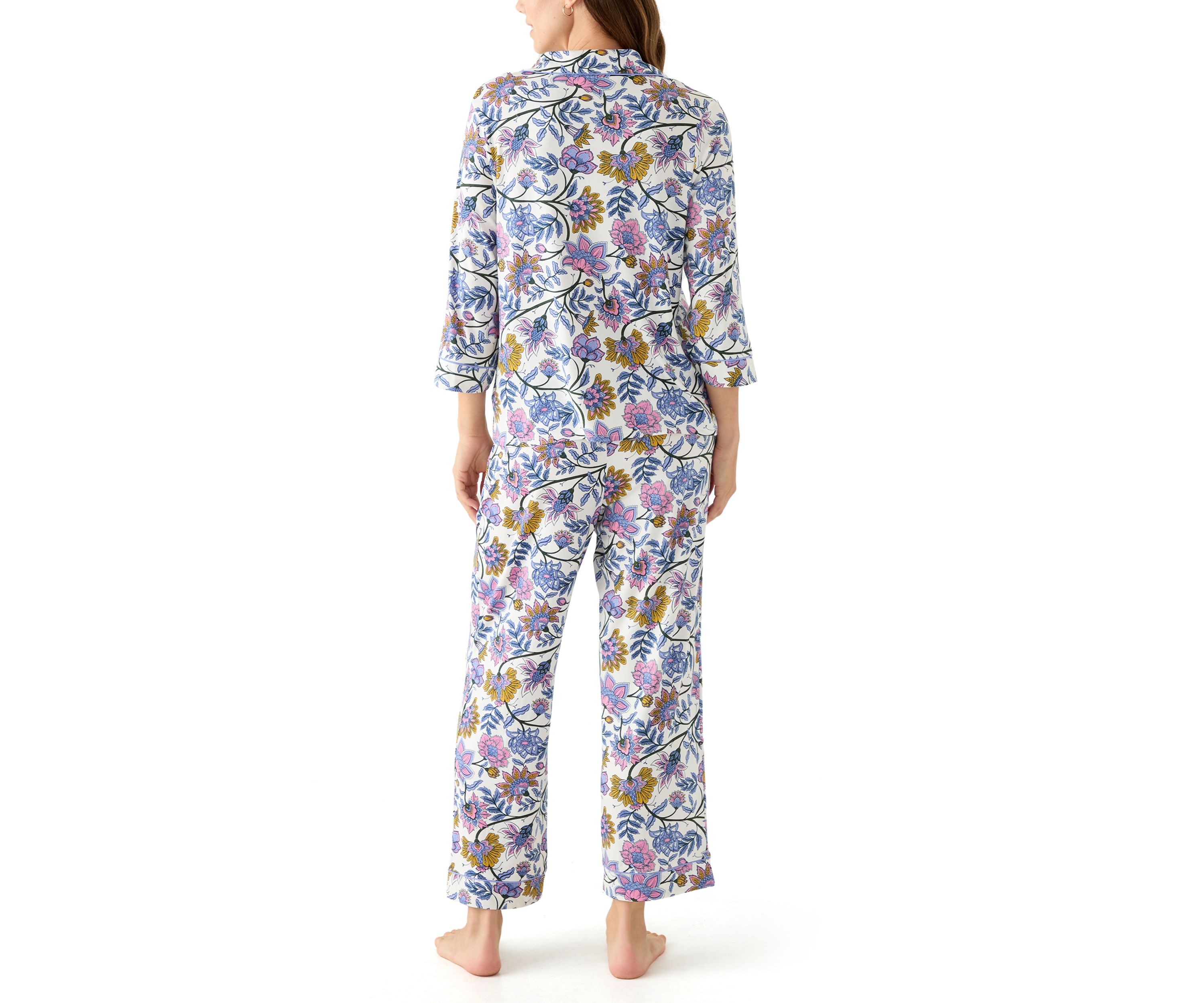 Womens Notch Collar Long Sleeve Pajama Set