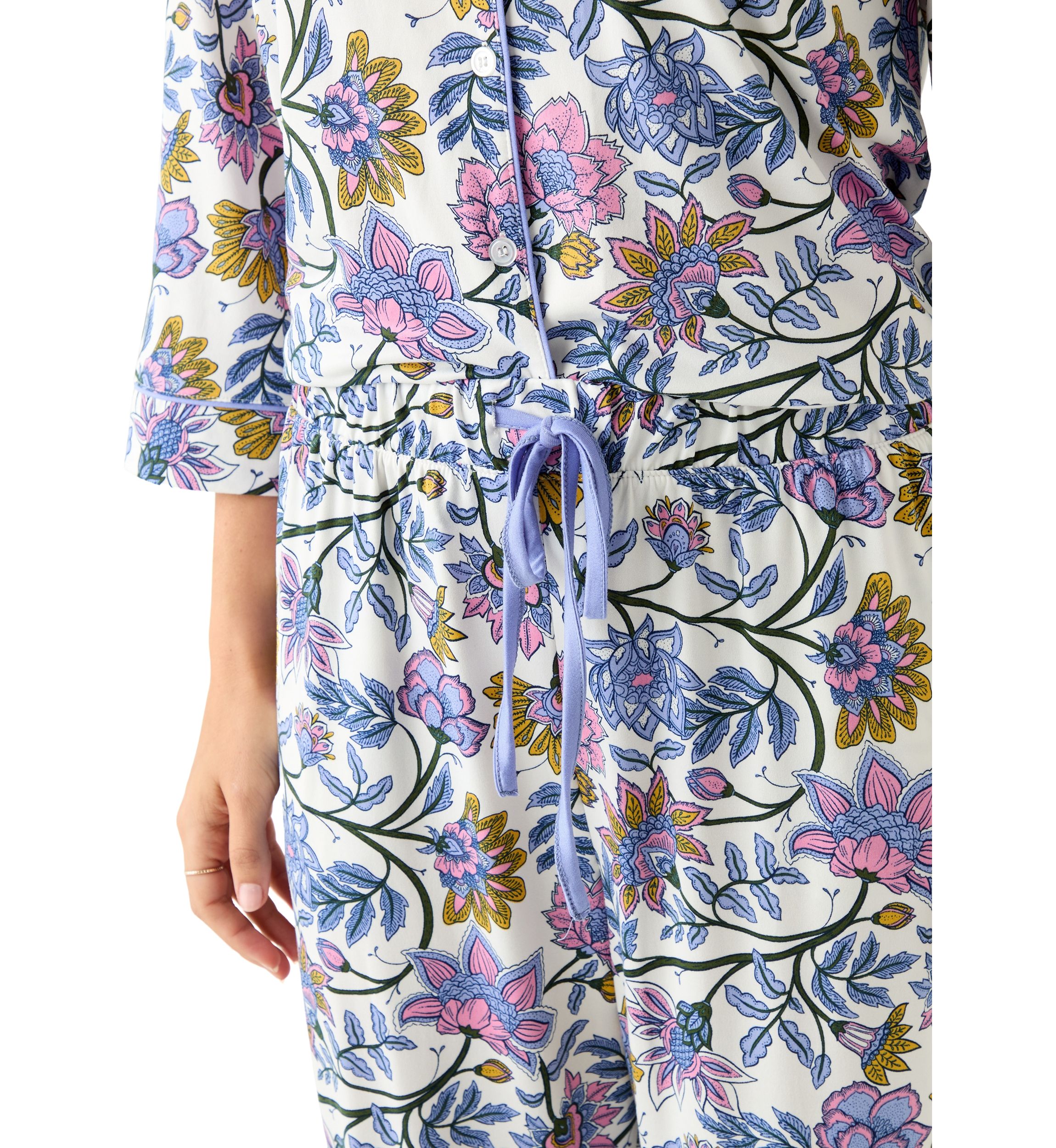 Womens Notch Collar Long Sleeve Pajama Set