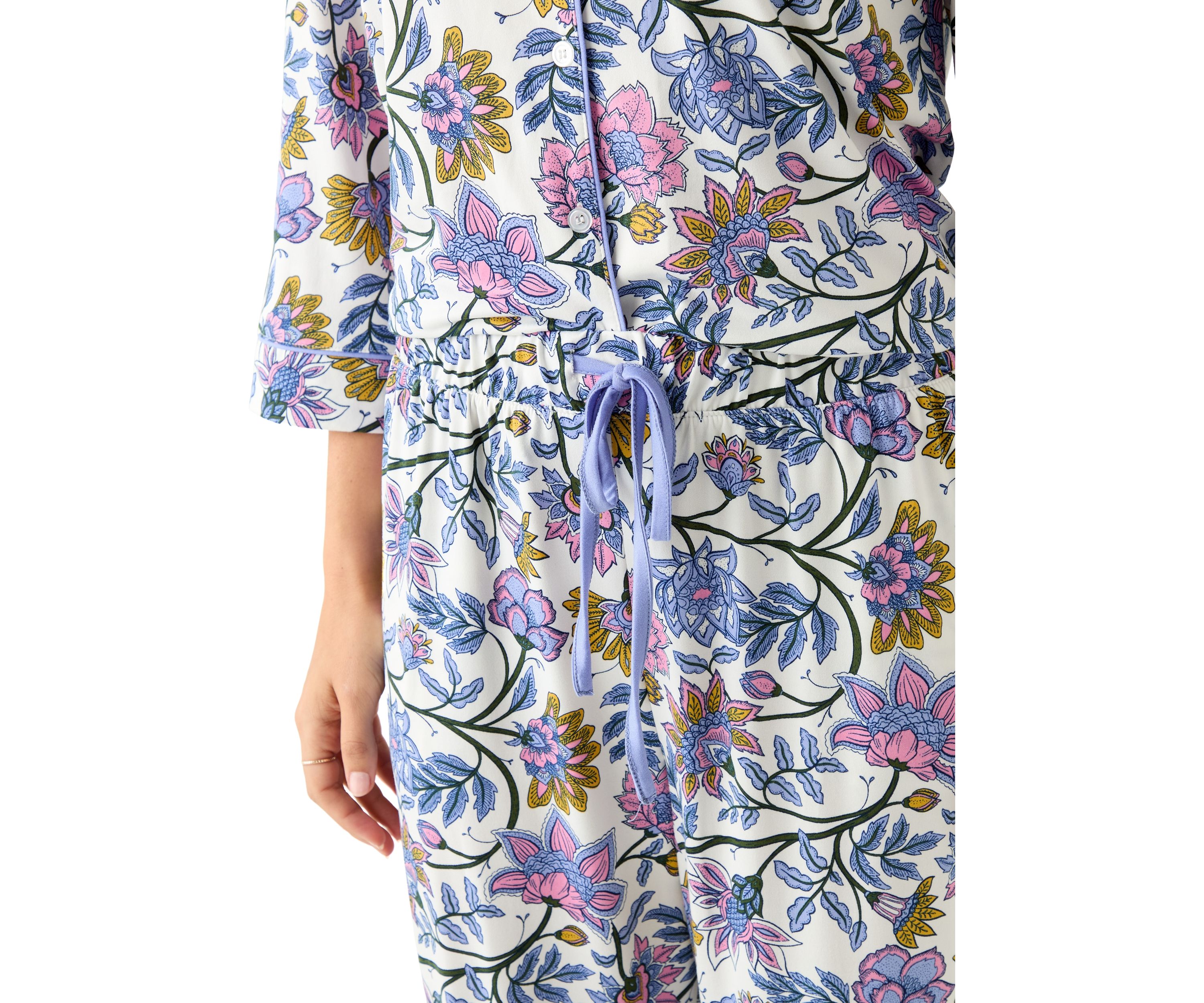 Womens Notch Collar Long Sleeve Pajama Set