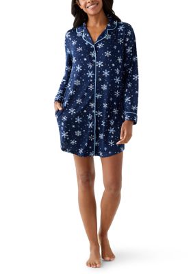 Kim Rogers Women's Long Sleeve Notch Collar Sleep Shirt, XXL