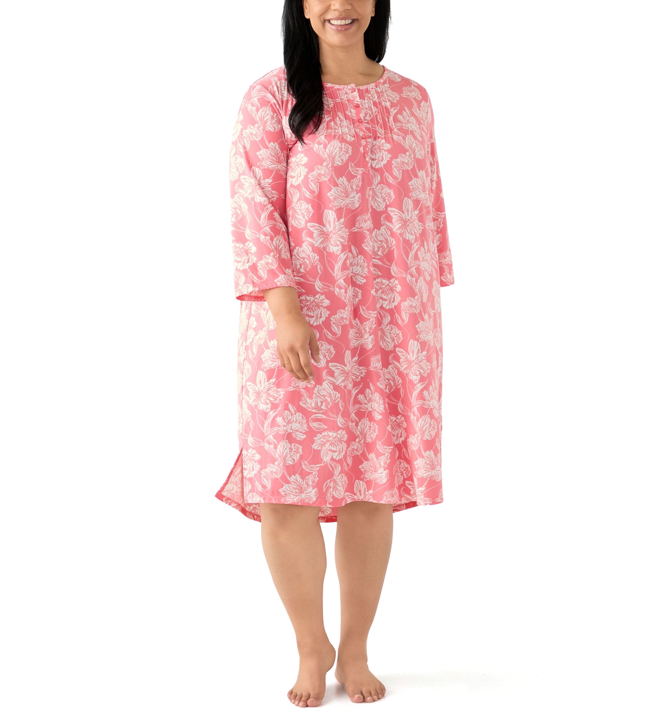 Plus Size 3/4 Sleeve Printed Sleepshirt