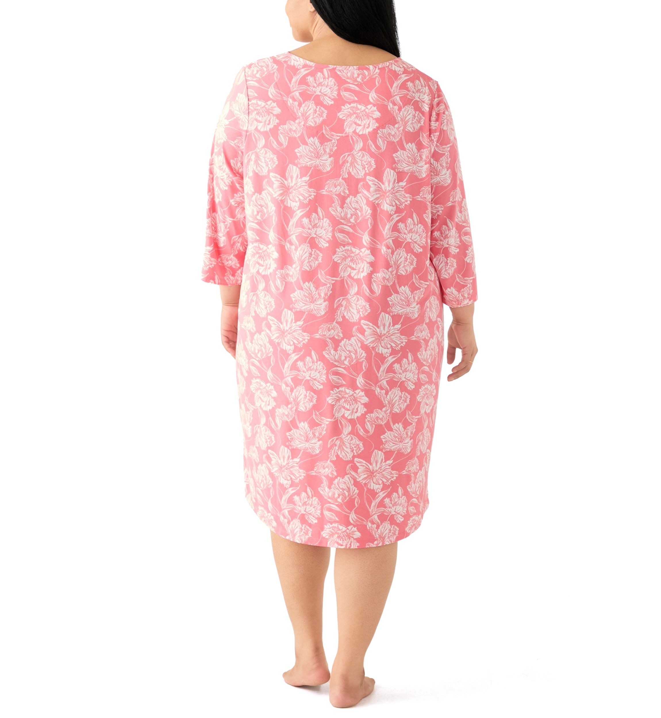 Plus Size 3/4 Sleeve Printed Sleepshirt