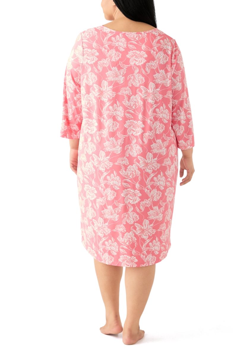 Plus Size 3/4 Sleeve Printed Sleepshirt