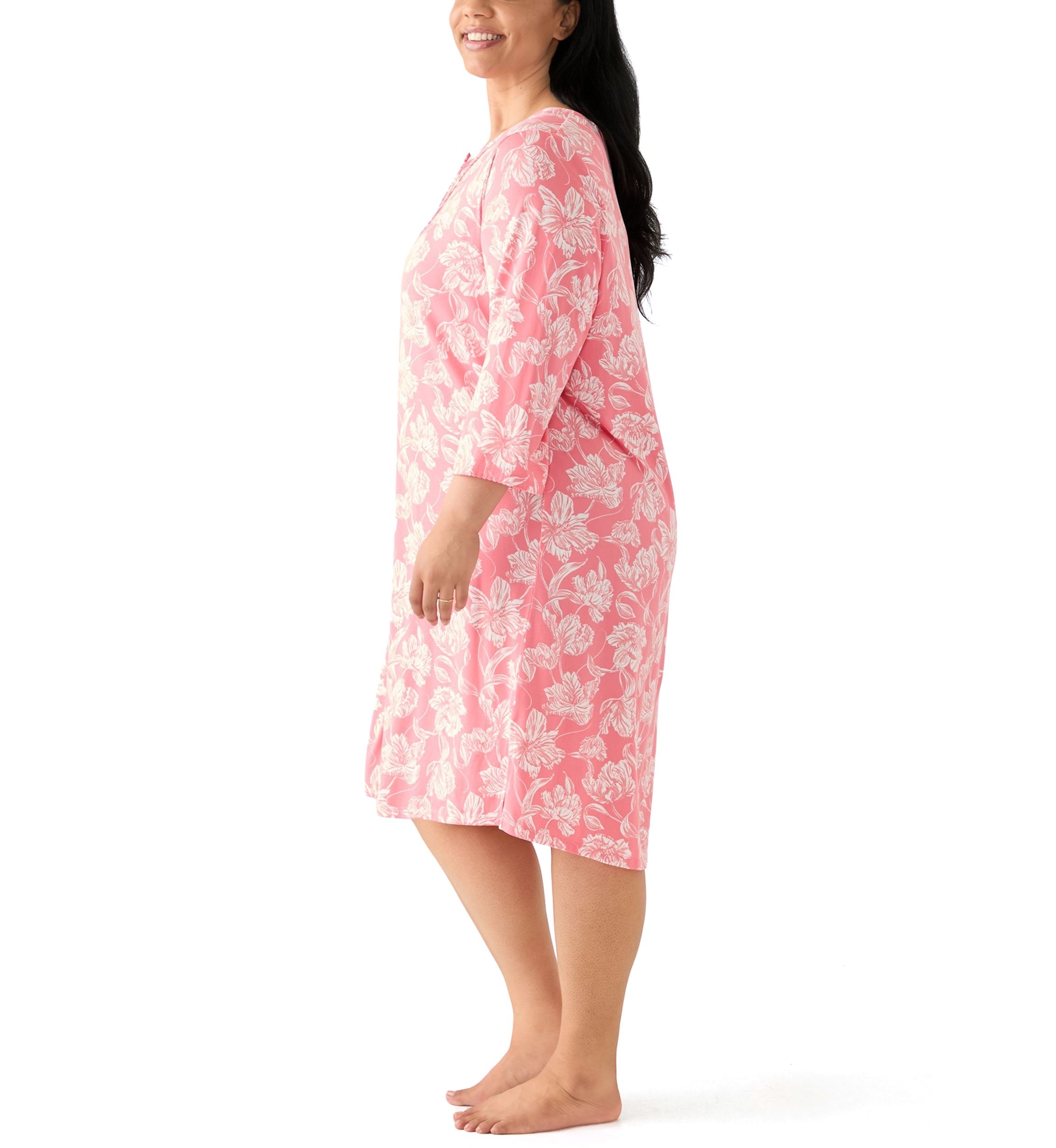 Plus Size 3/4 Sleeve Printed Sleepshirt