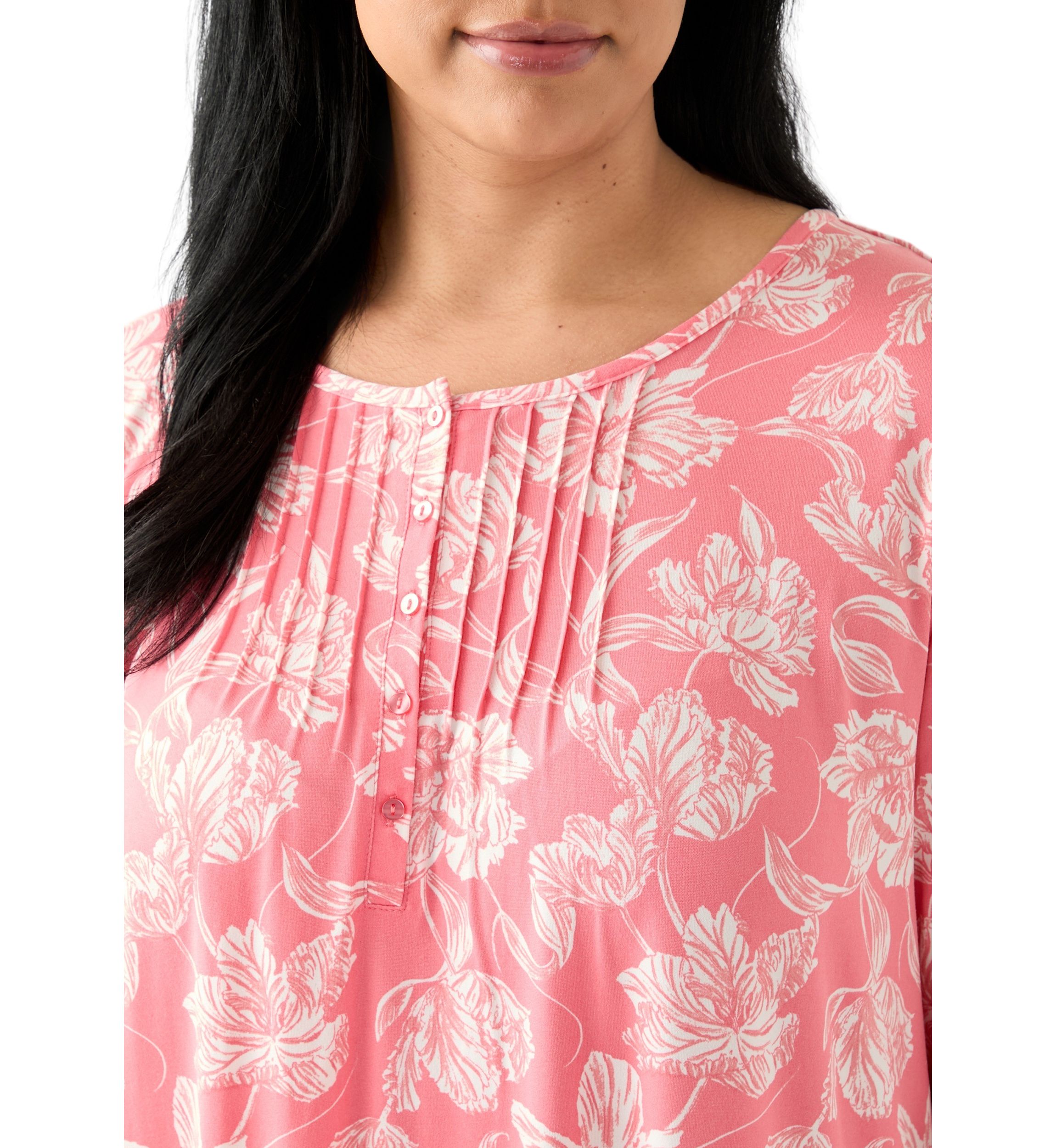 Plus Size 3/4 Sleeve Printed Sleepshirt