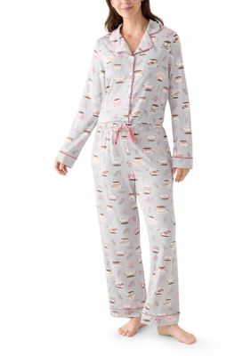 Womens Plaid Notch Pajama Set