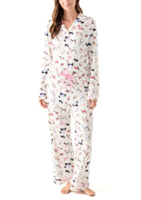 Womens Plaid Notch Pajama Set