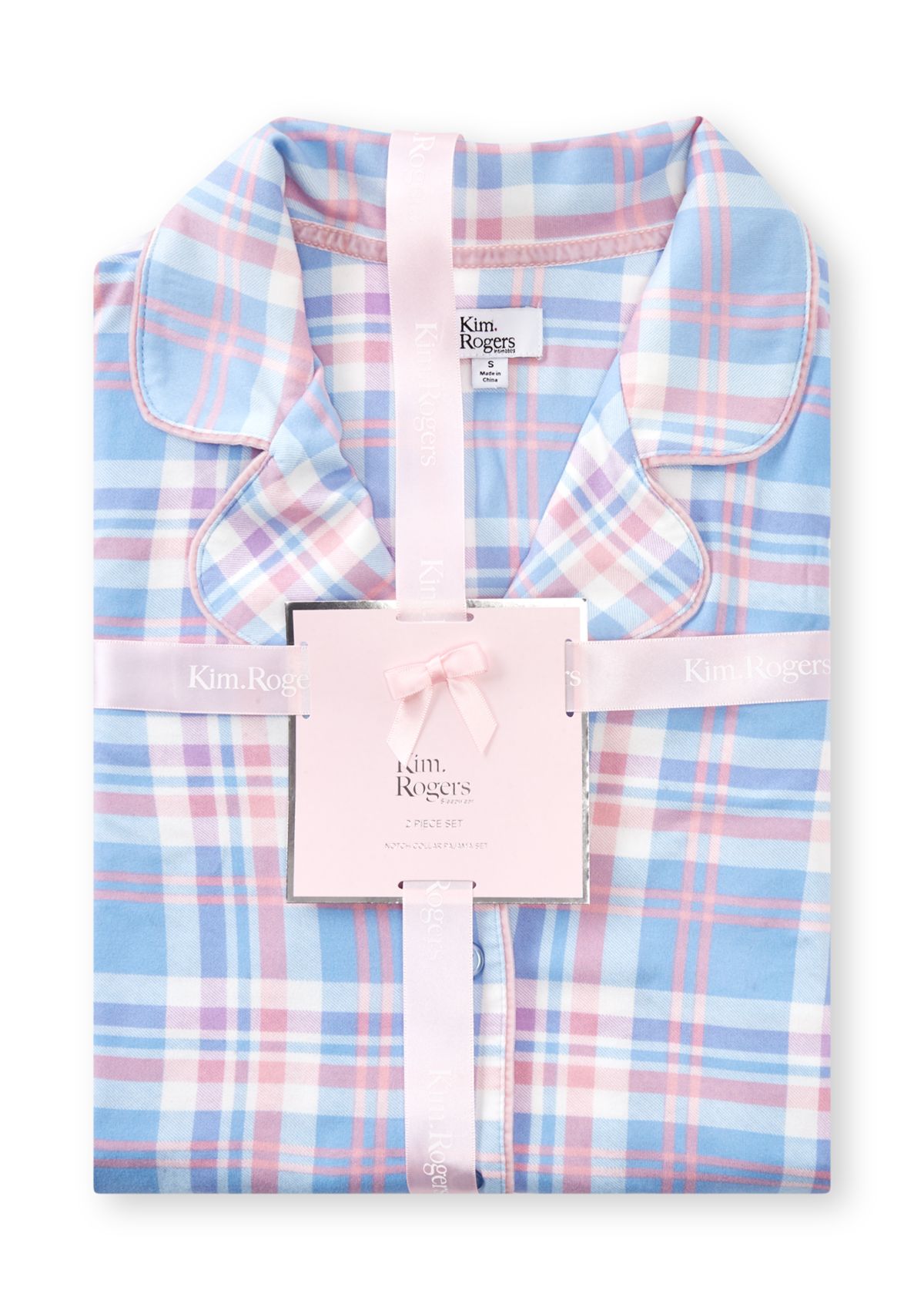 Womens Plaid Notch Pajama Set