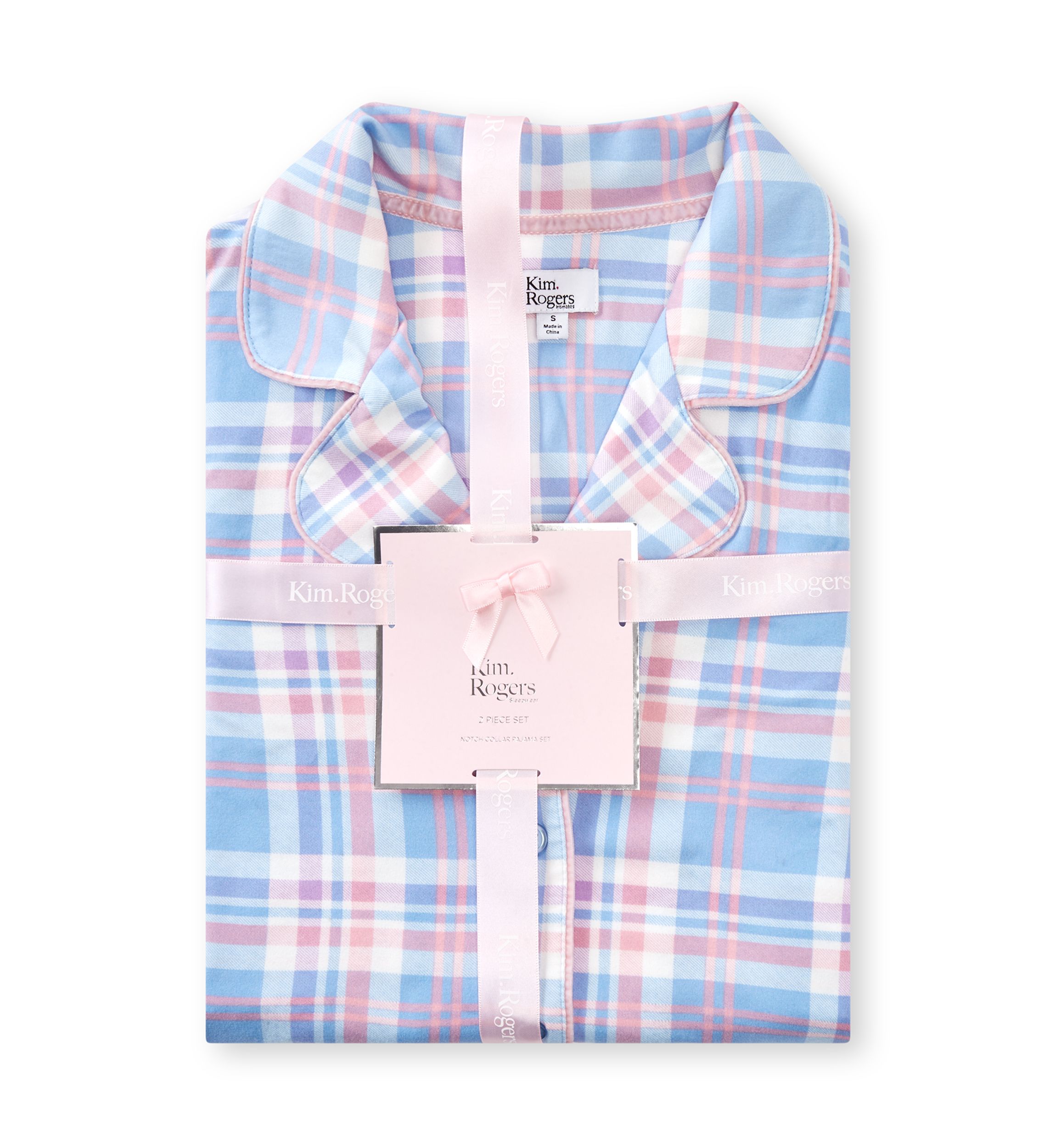 Womens Plaid Notch Pajama Set