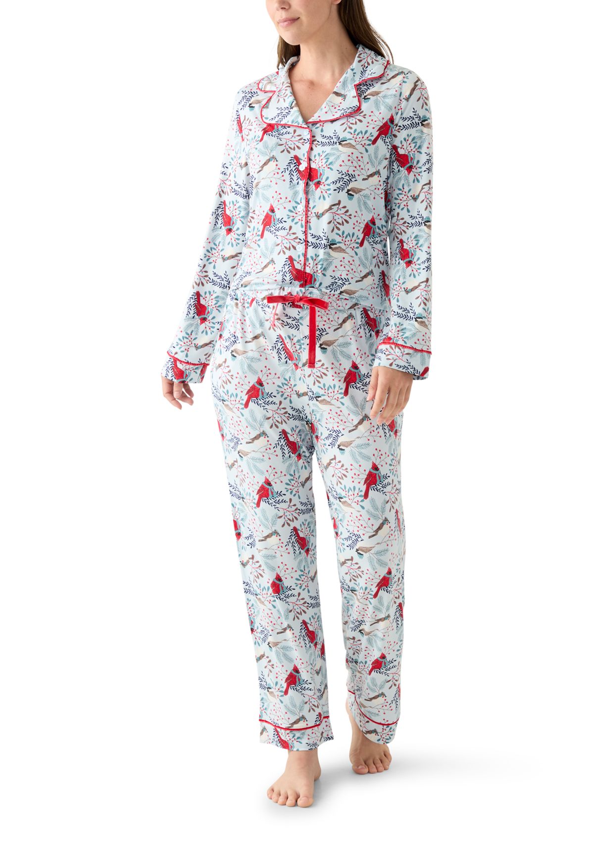 Womens Plaid Notch Pajama Set
