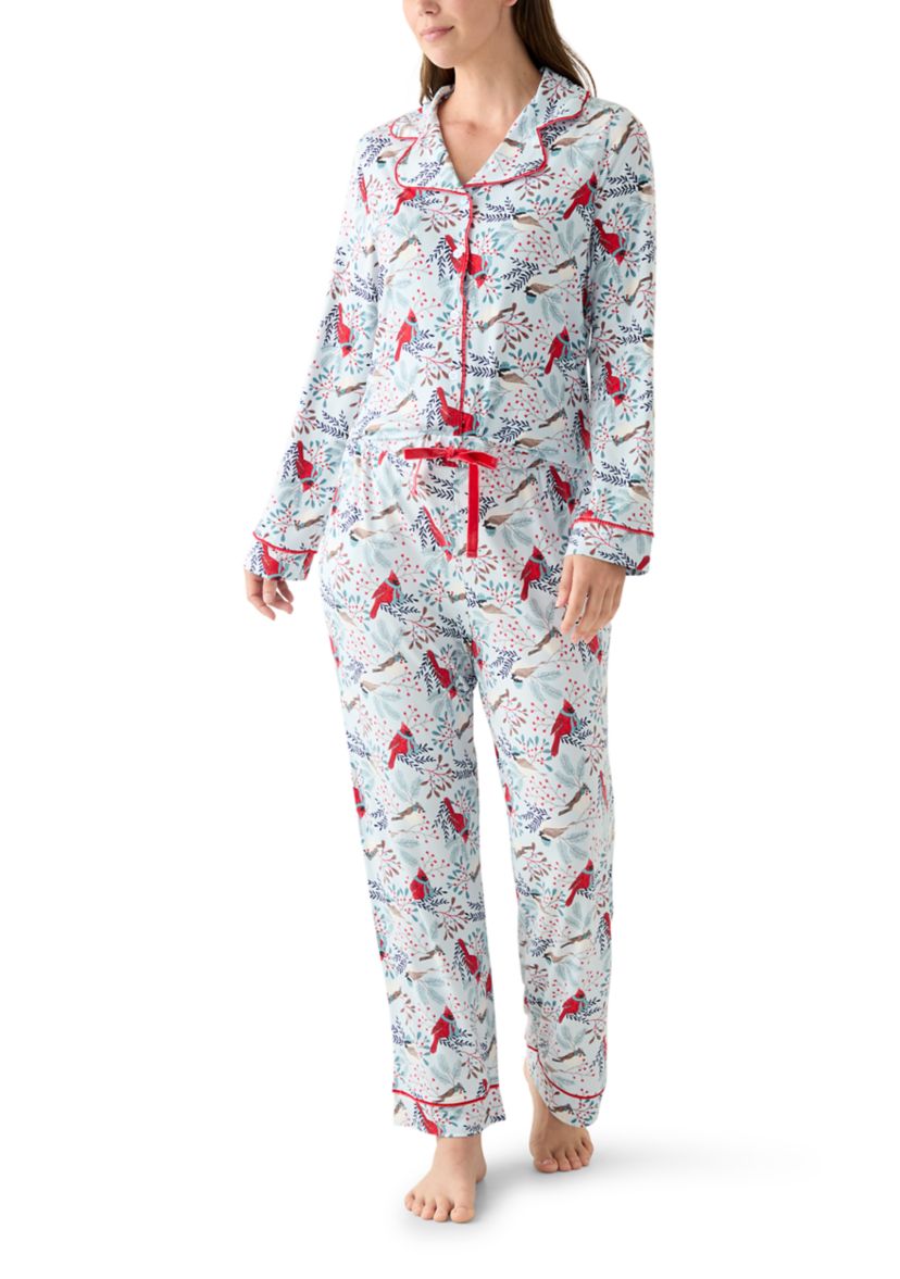 Womens Plaid Notch Pajama Set