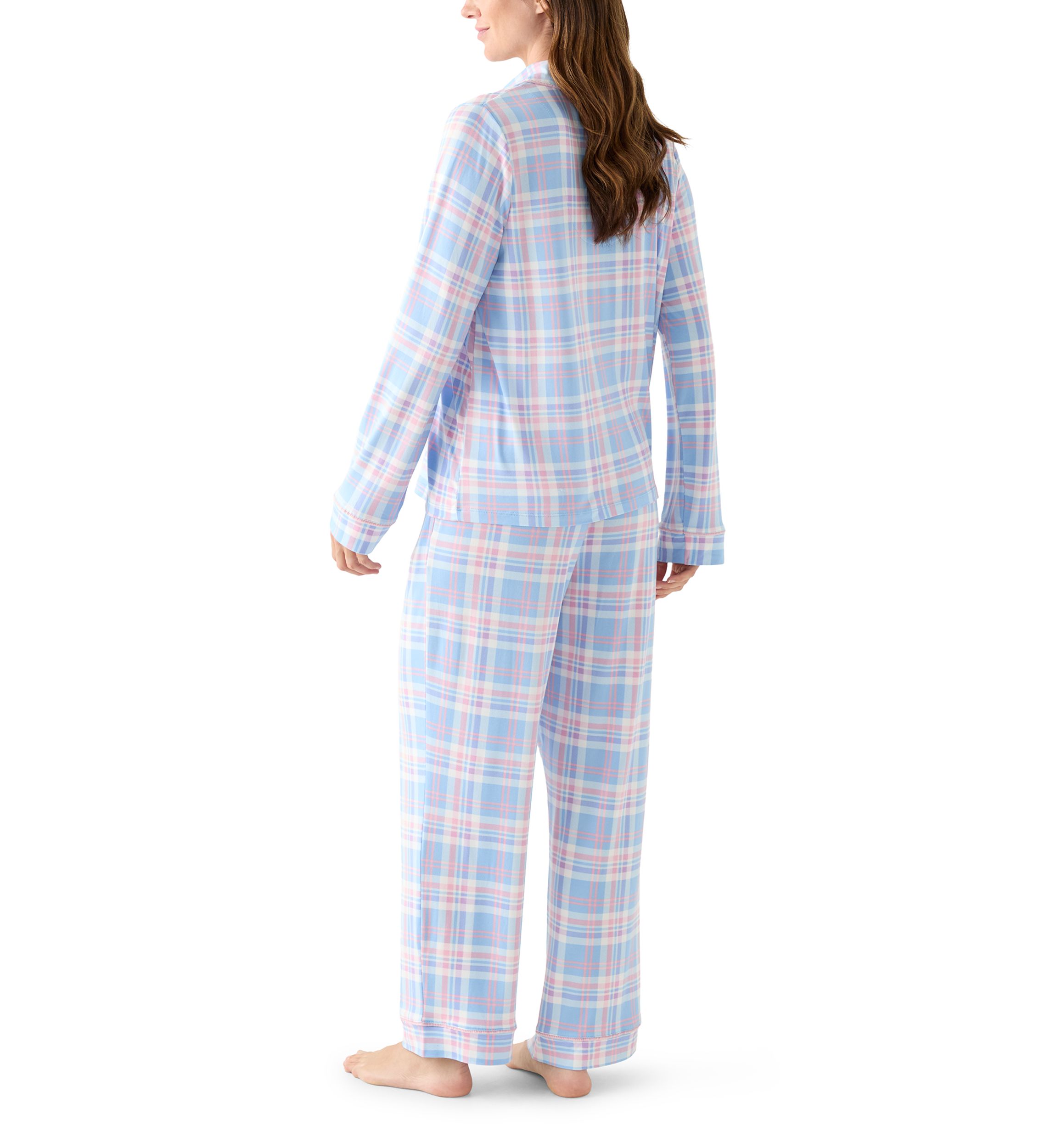 Womens Plaid Notch Pajama Set