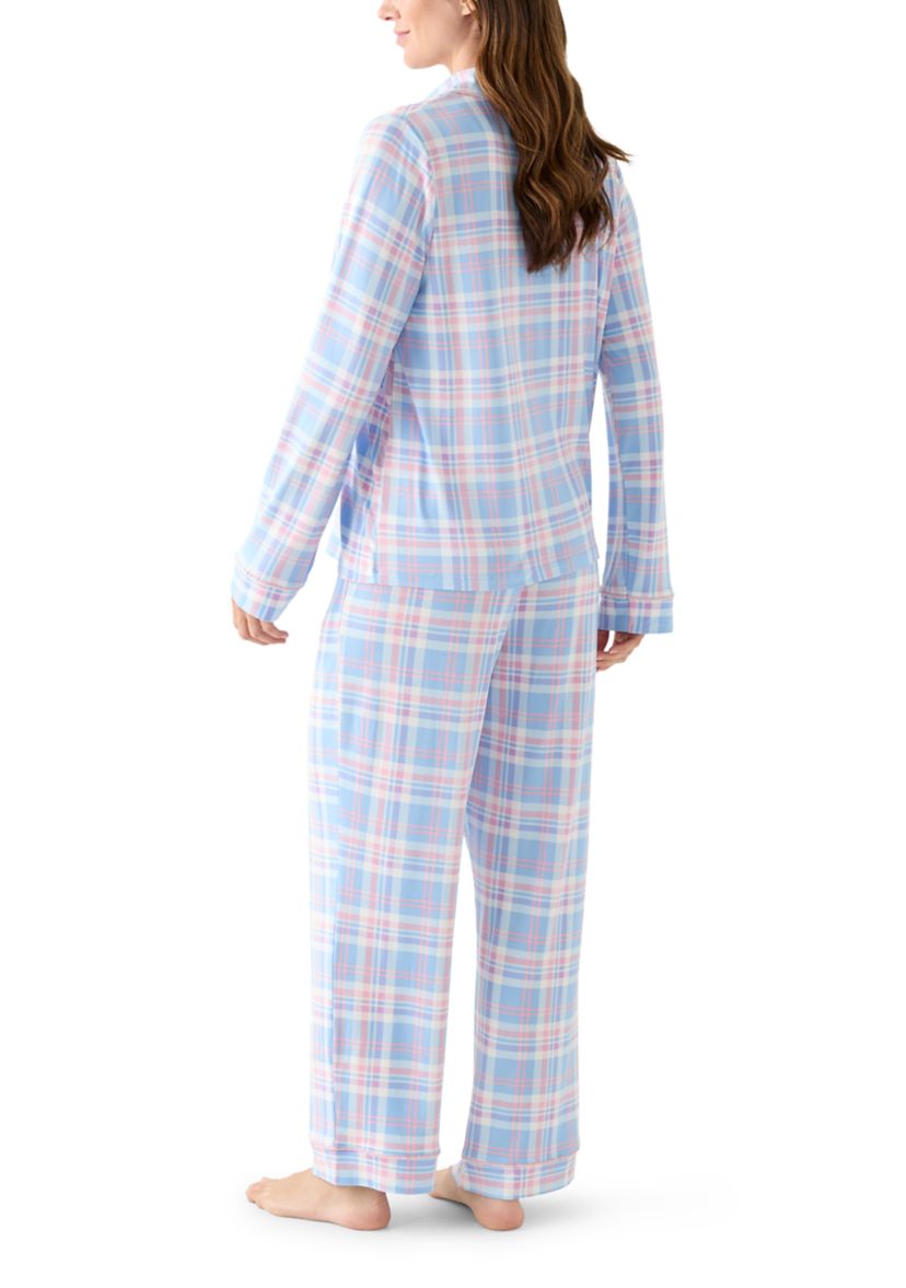 Womens Plaid Notch Pajama Set