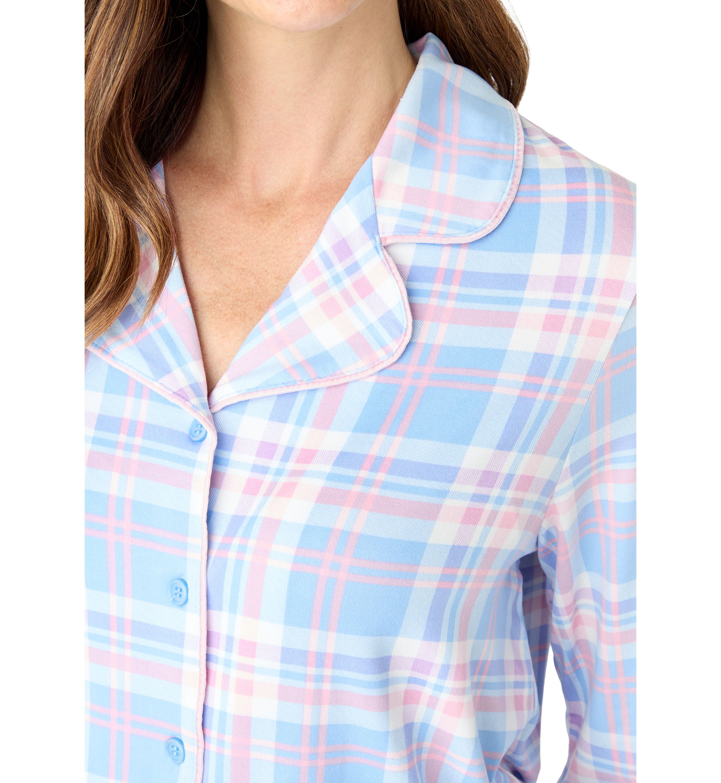 Womens Plaid Notch Pajama Set