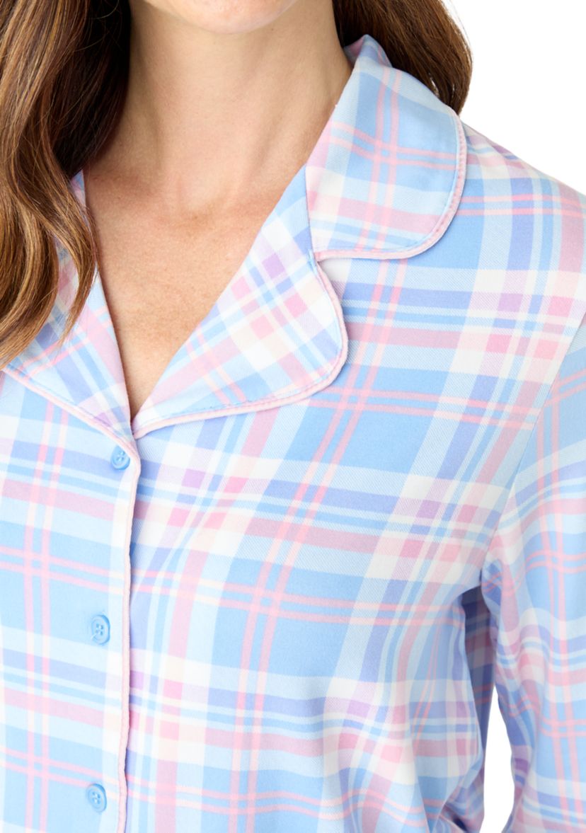 Womens Plaid Notch Pajama Set