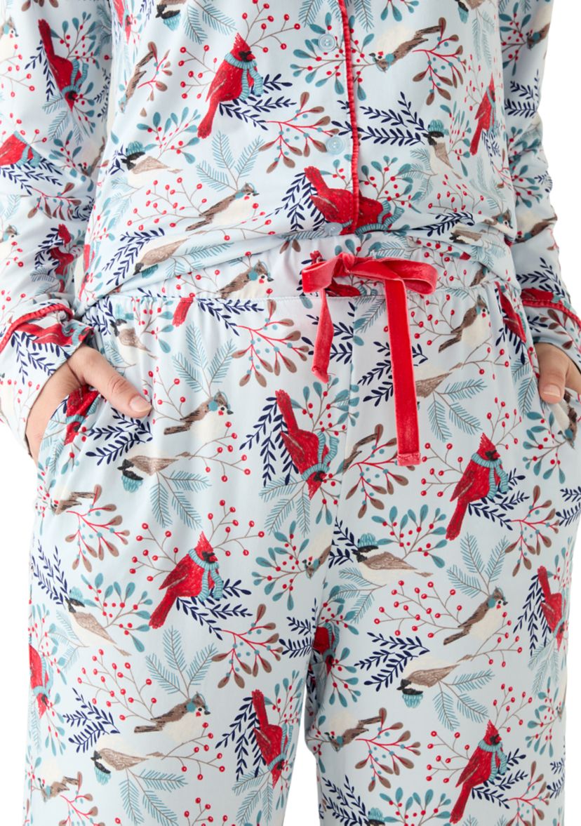 Womens Plaid Notch Pajama Set