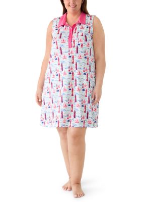 Kim Rogers Women's Plus Size Sleeveless Collared Nightgown, 4X