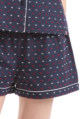 Women's Short Sleeve Notch Collar Shirt and Shorts Pajama Set