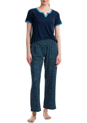 Tommy Hilfiger Women's Logo Tank Top And Ruffle Shorts Pajama Set
