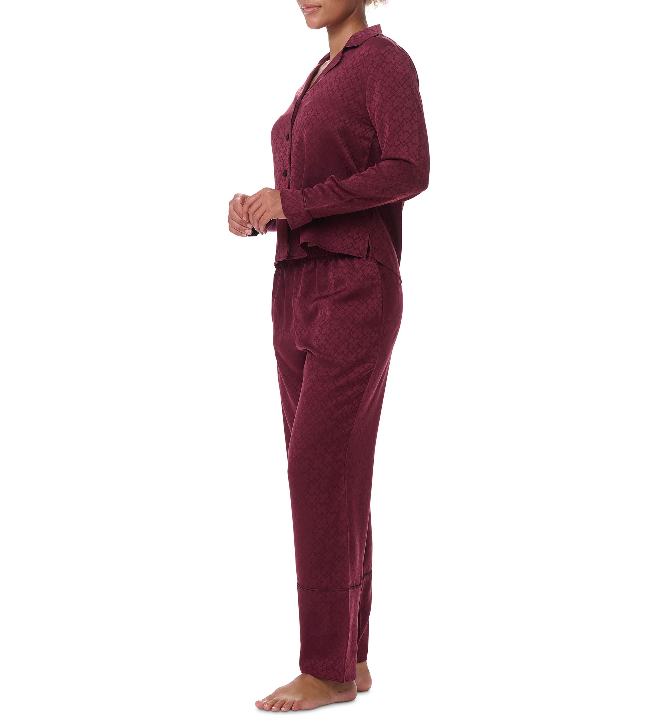 Long Sleeve Notch Collar Pajama Set