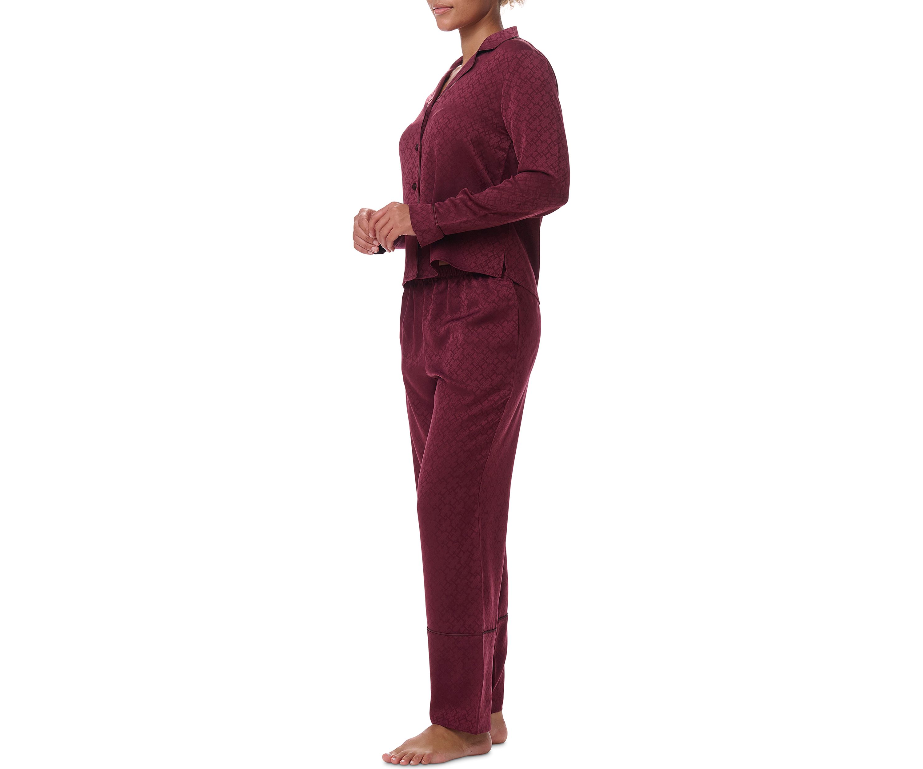 Long Sleeve Notch Collar Pajama Set