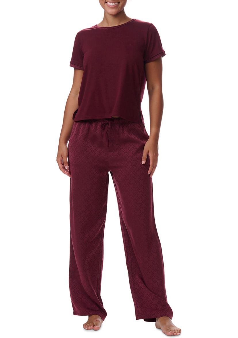 Short Sleeve Polyester Pajama Set 