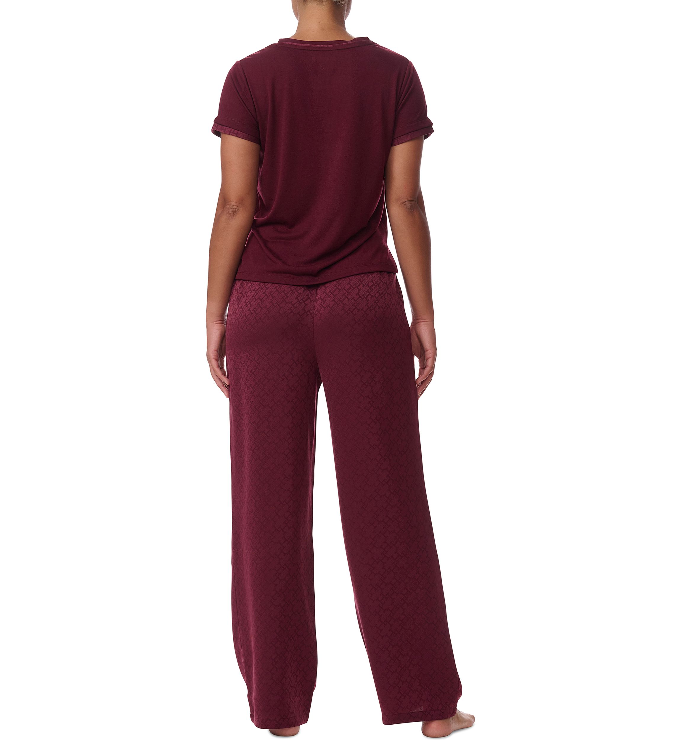 Short Sleeve Polyester Pajama Set 