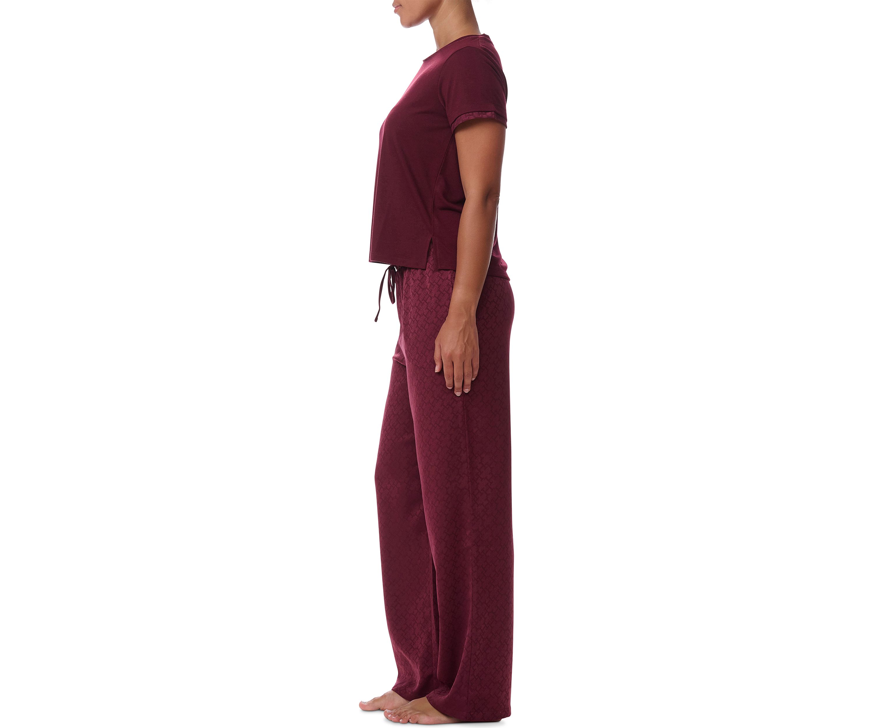 Short Sleeve Polyester Pajama Set 