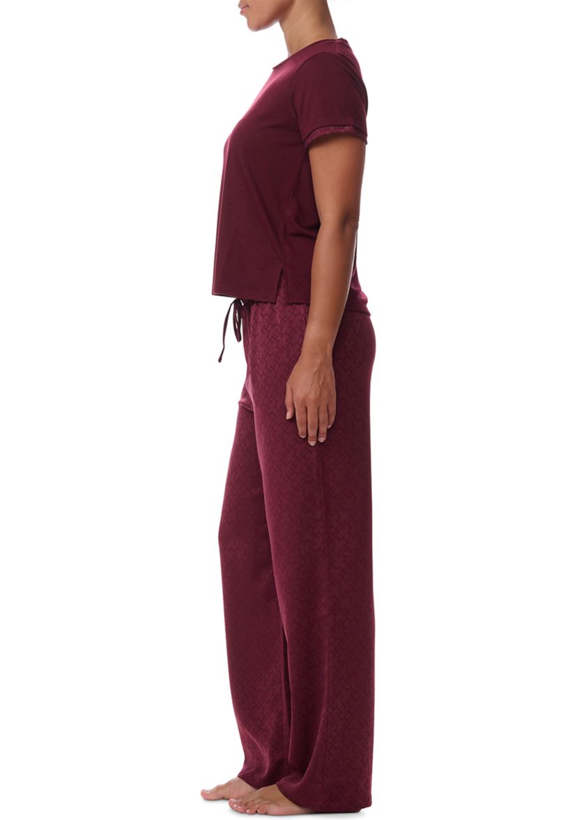 Short Sleeve Polyester Pajama Set 