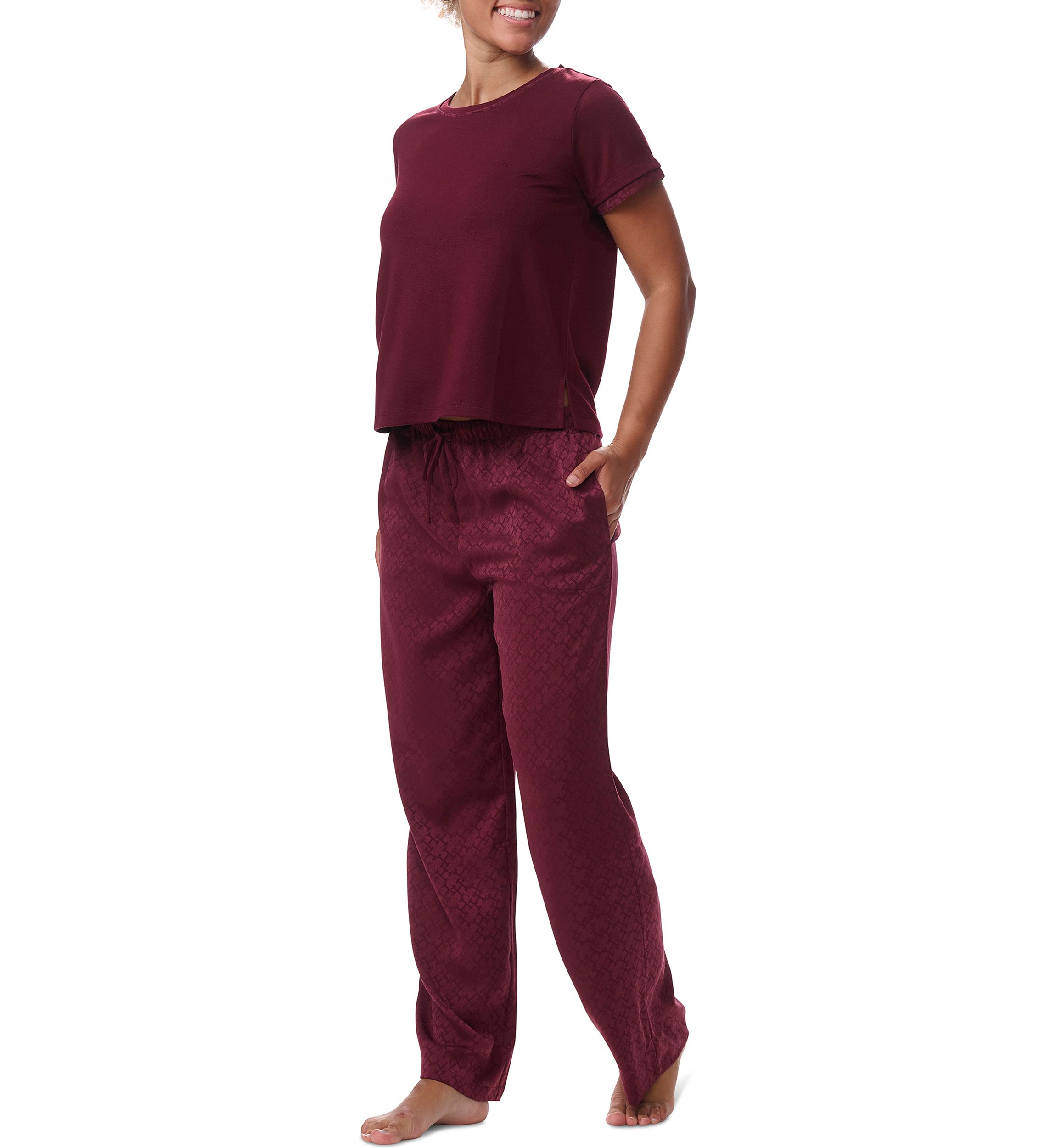 Short Sleeve Polyester Pajama Set 